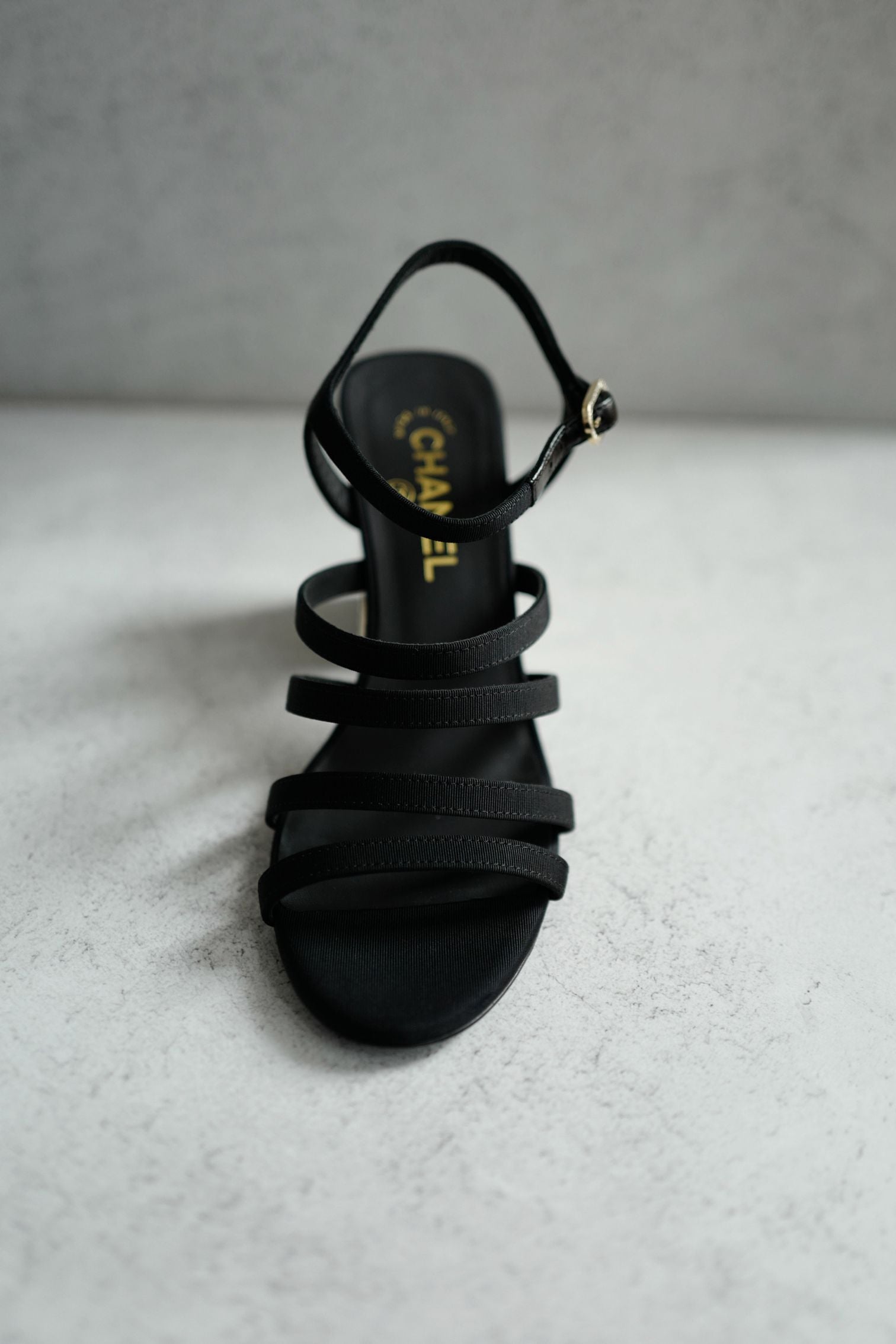 BNIB Chanel 24B Strappy Heels in Black with Crystals Rhinestone Heels size 38