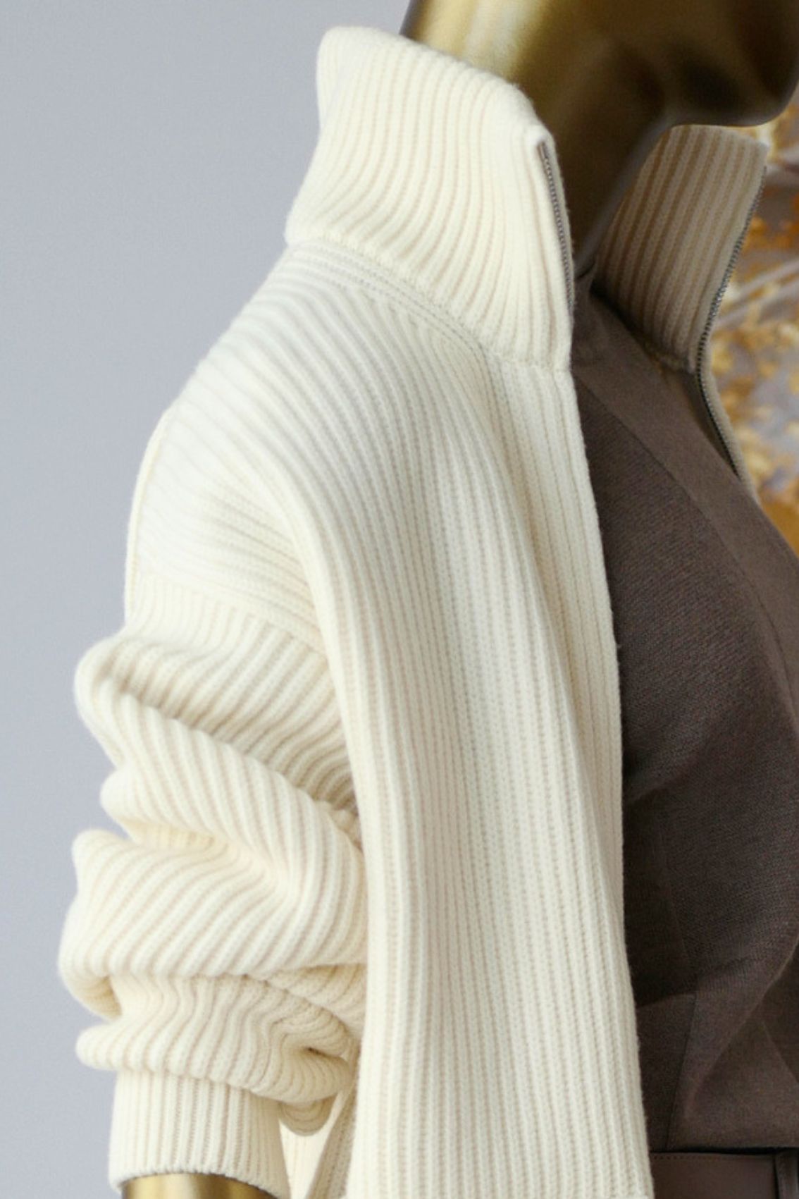Hermès Blousson Cardigan Blanc Naturel Wool Knit Size 38