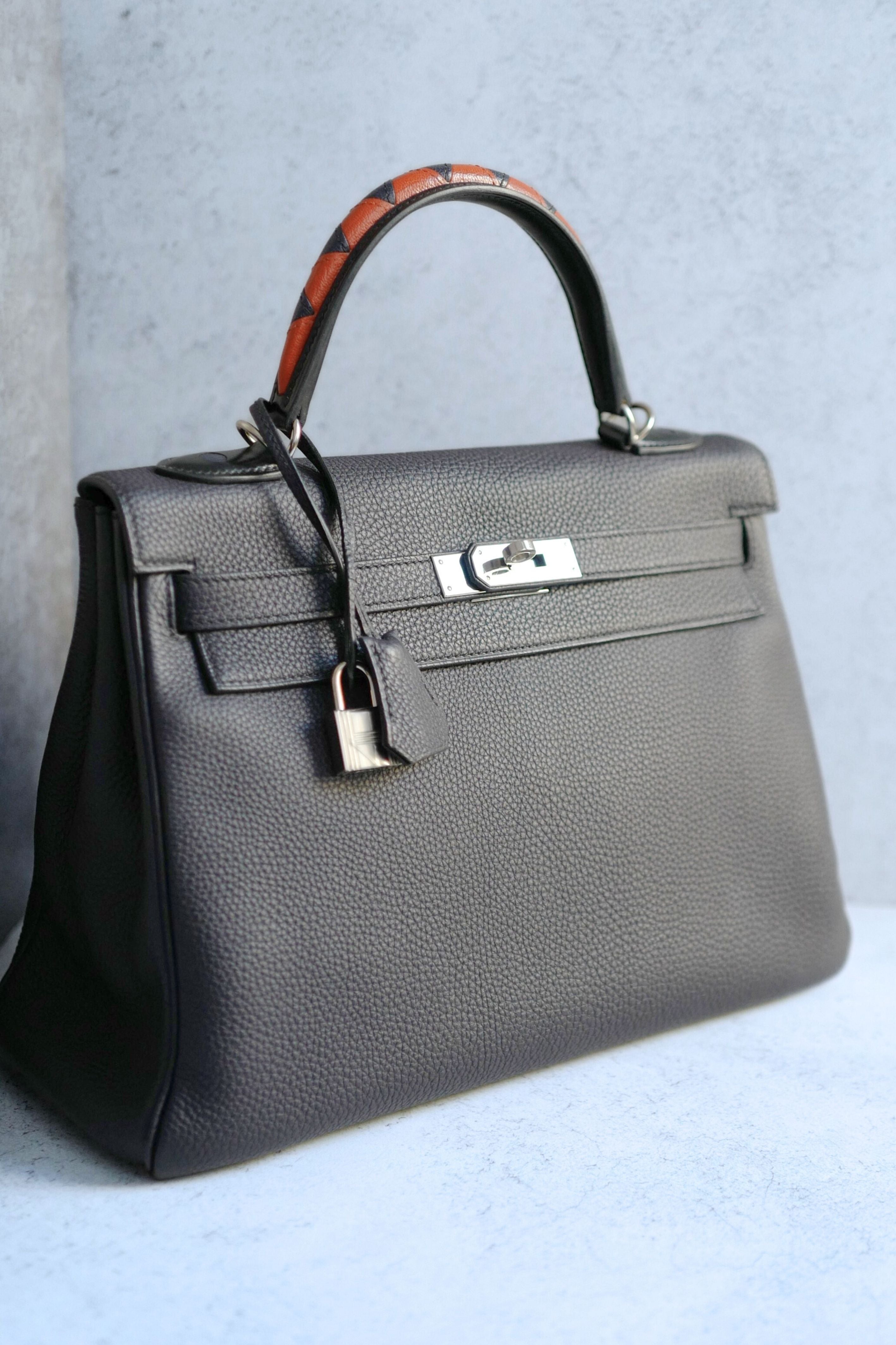 Hermes Kelly Au Galop 32 Bleu Indigo Togo with Palladium HW Limited Edition