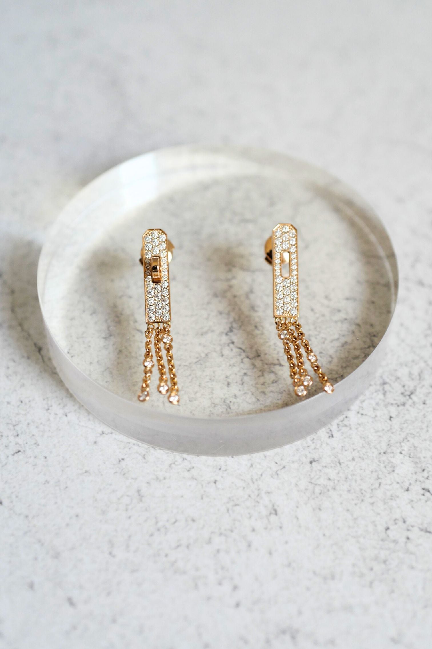Hermès Kelly Gavroche Earrings 18K Rose Gold Diamond Small Model