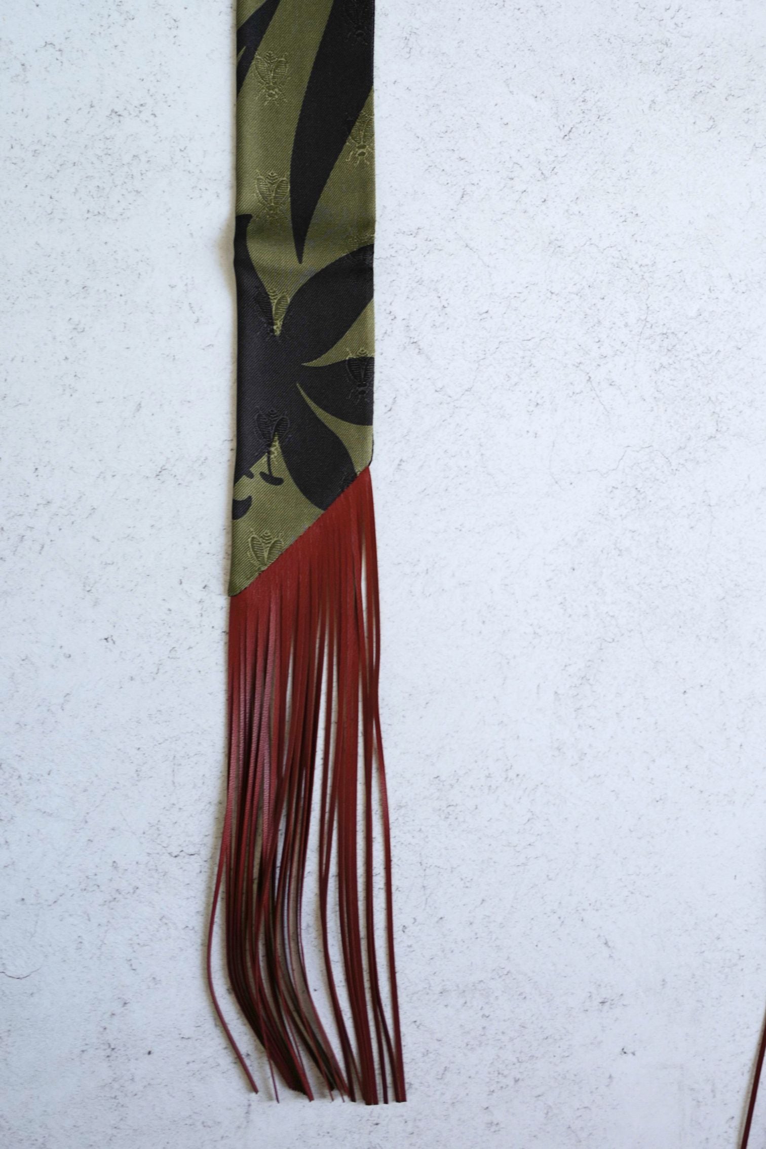 Hermès Twilly Bouquet Final Silk Noir/Vert Loden/Rouge H with Leather Fringe