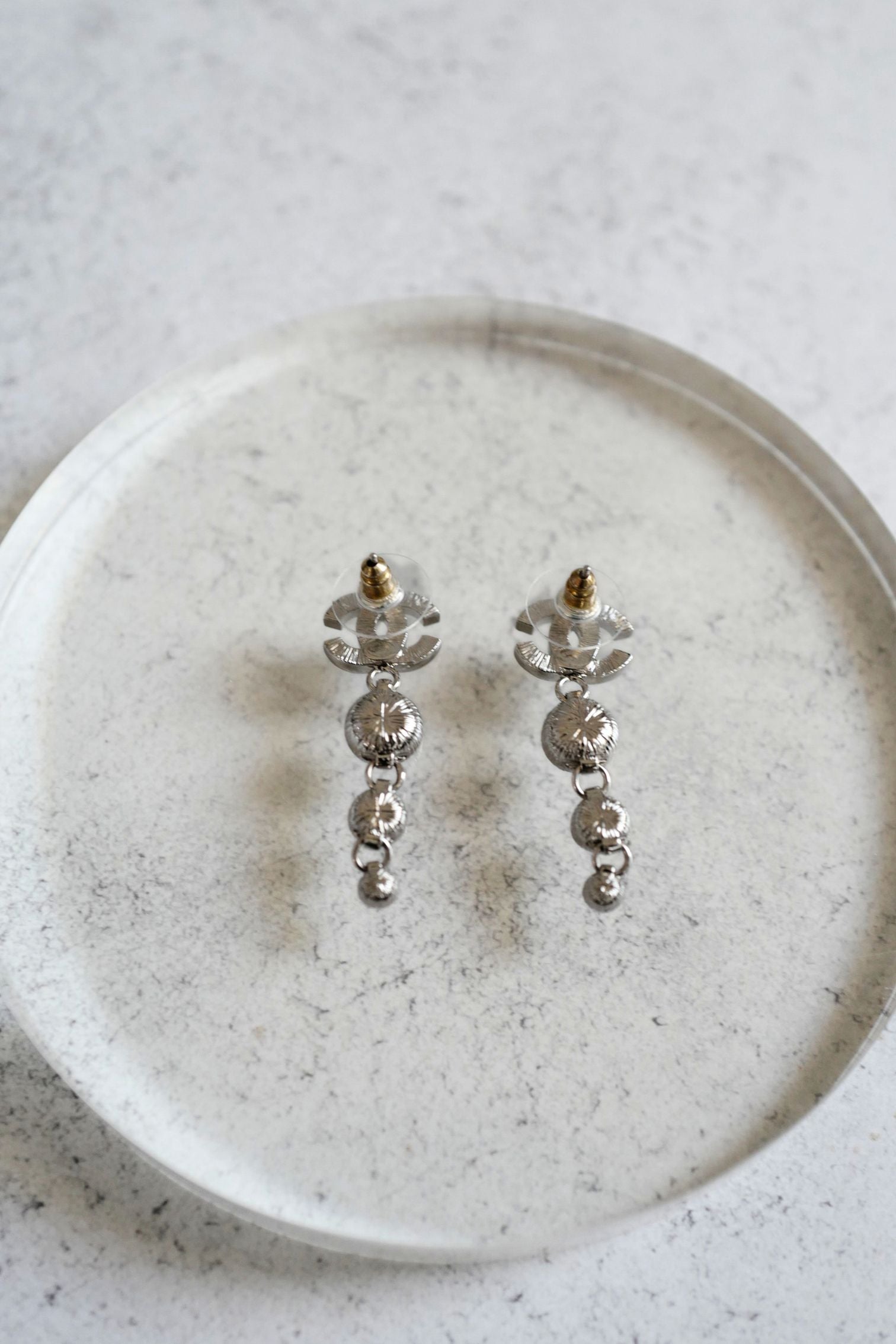 Chanel Drop CC Earrings 22K in Pearly White & Crystal BNIB