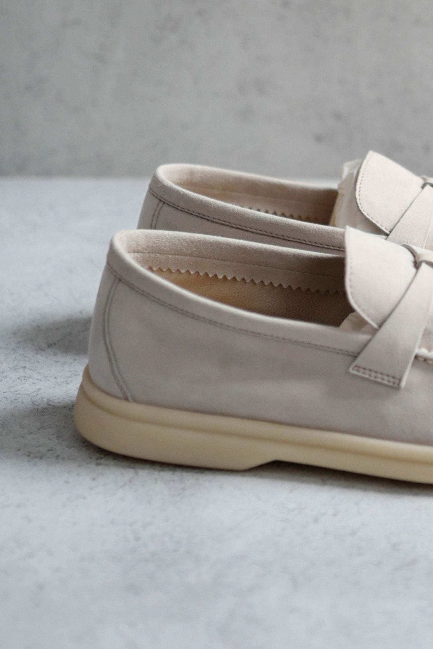 Loro Piana Summer Charm Walk Loafer Pearl Powder Suede Calfskin Size 37.5
