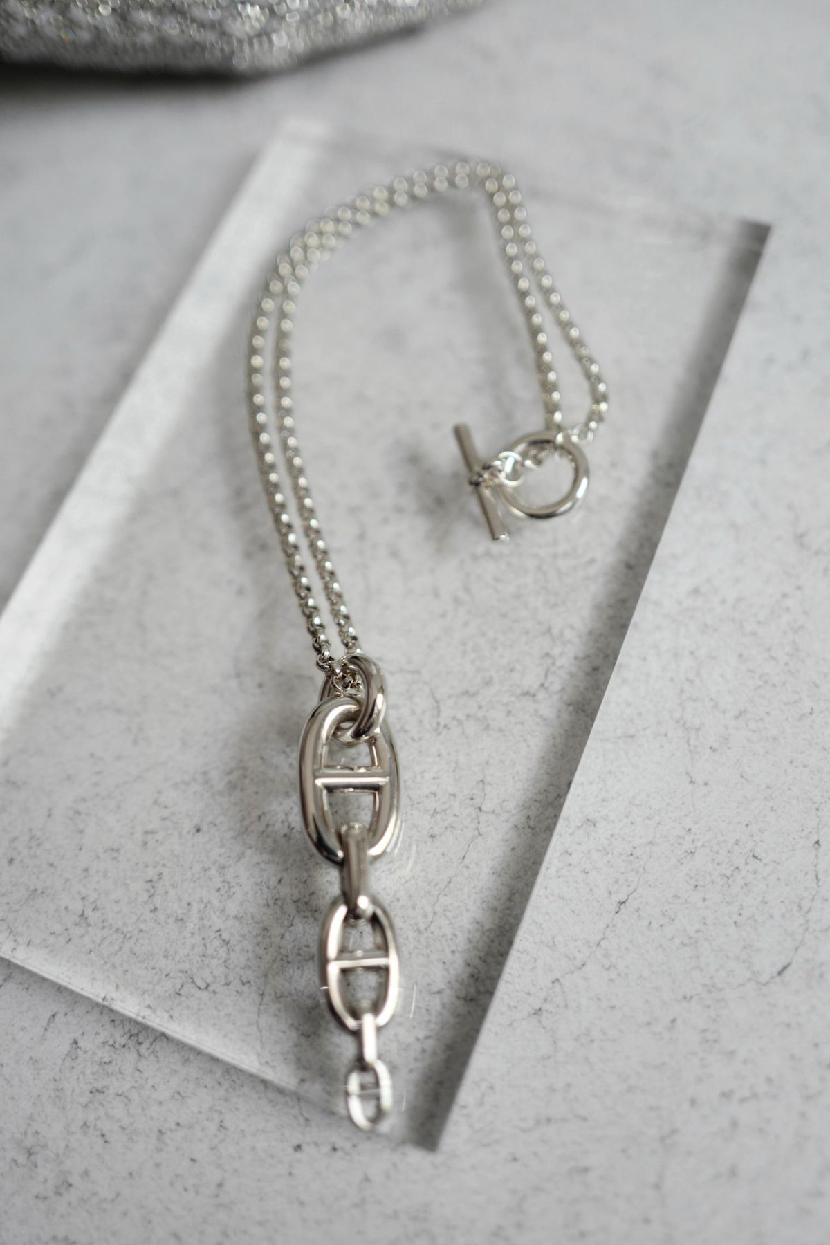 Hermes Chaine d'ancre  Necklace Silver Enchainee pendant