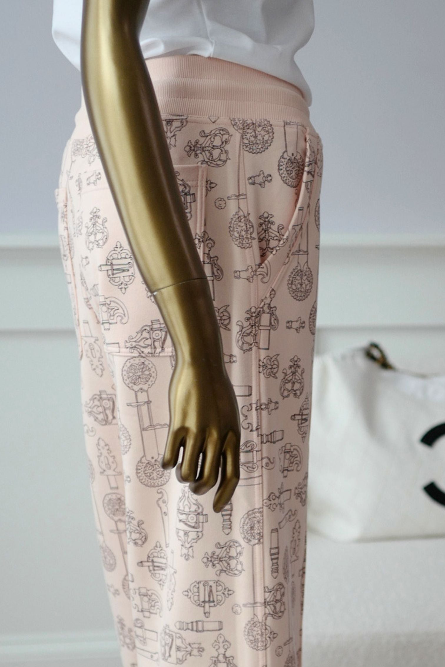 Hermes Wide Pants ‘Ferronnerie Remix’ Rose Opaline Cotton Size 34