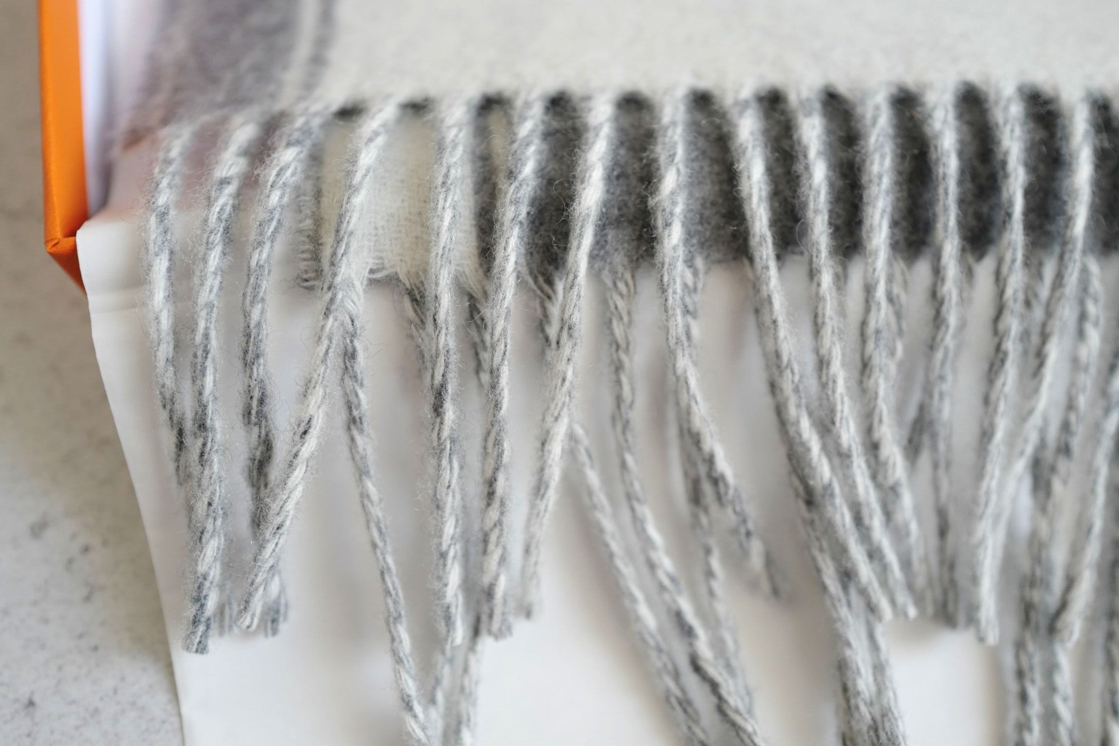 Hermès Casaque Mors Cashmere Scarf in Ivoire Gris Flanelle