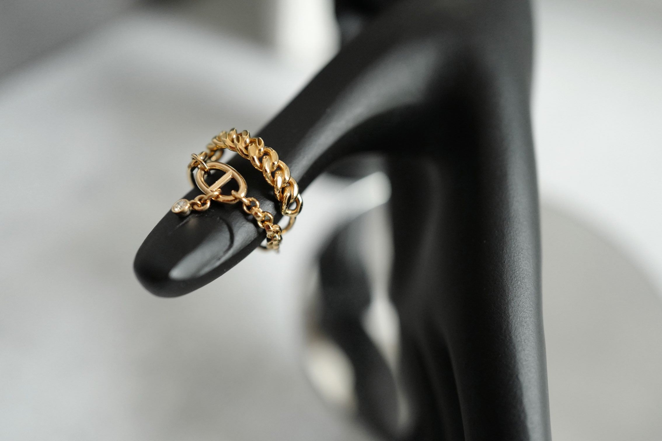 NEW Hermès Mix and H Ring 18K Rose Gold Diamond Size 54