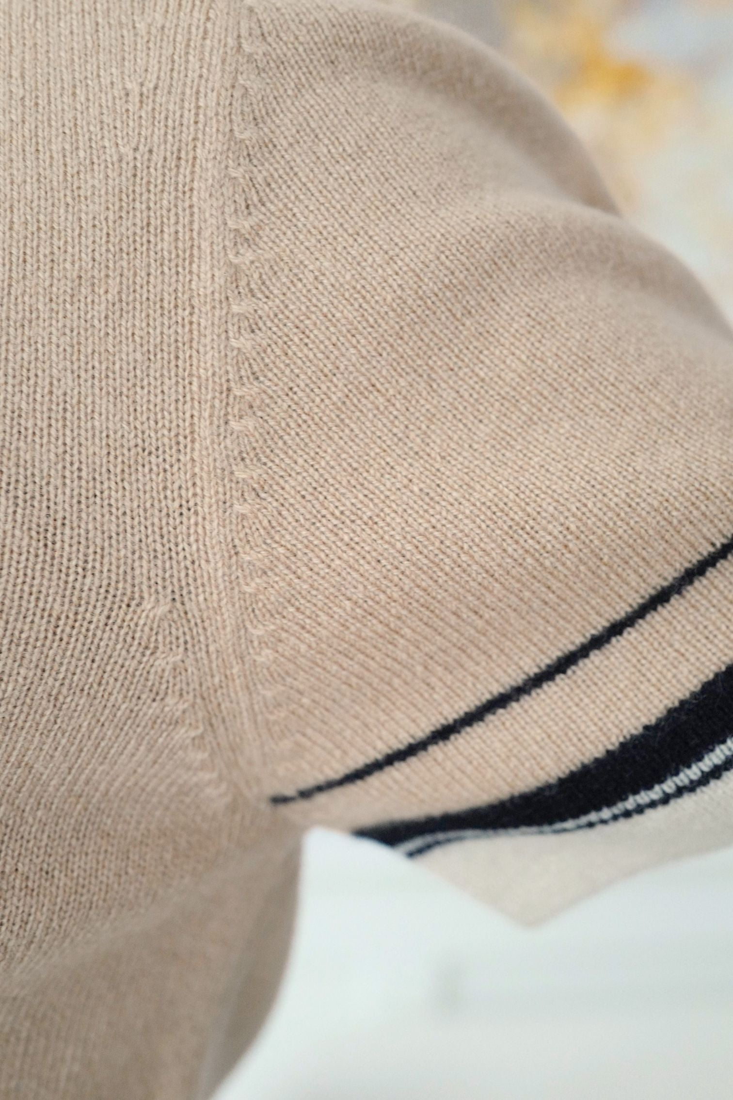 Hermès Sweater Short Sleeved "Ex-Libris" Beige Cajou Cashmere Size 36