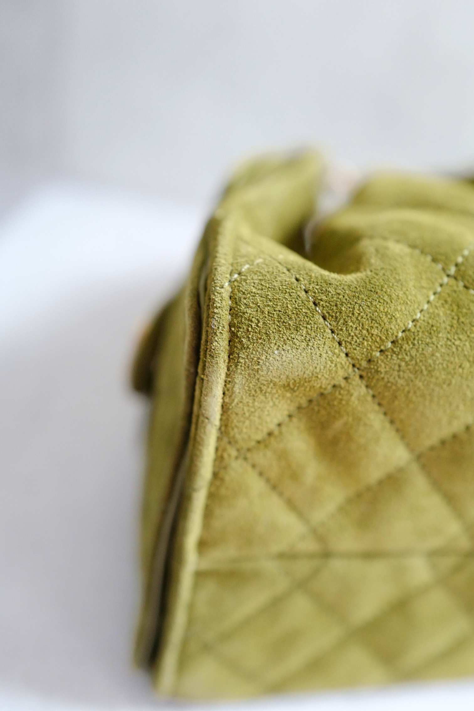 BNIB Chanel 25K Small Hobo Bag Khaki Green Suede with Gold Hardware