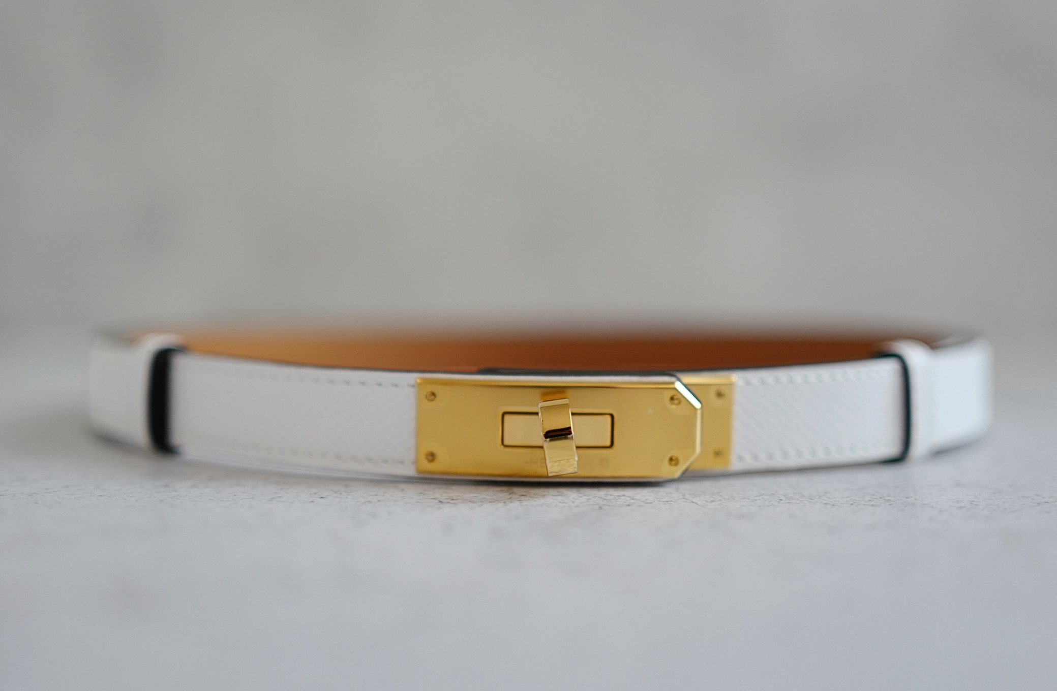 BNIB Hermès Kelly 18 Belt Epsom in White (Blanc) Gold Hardware 2025