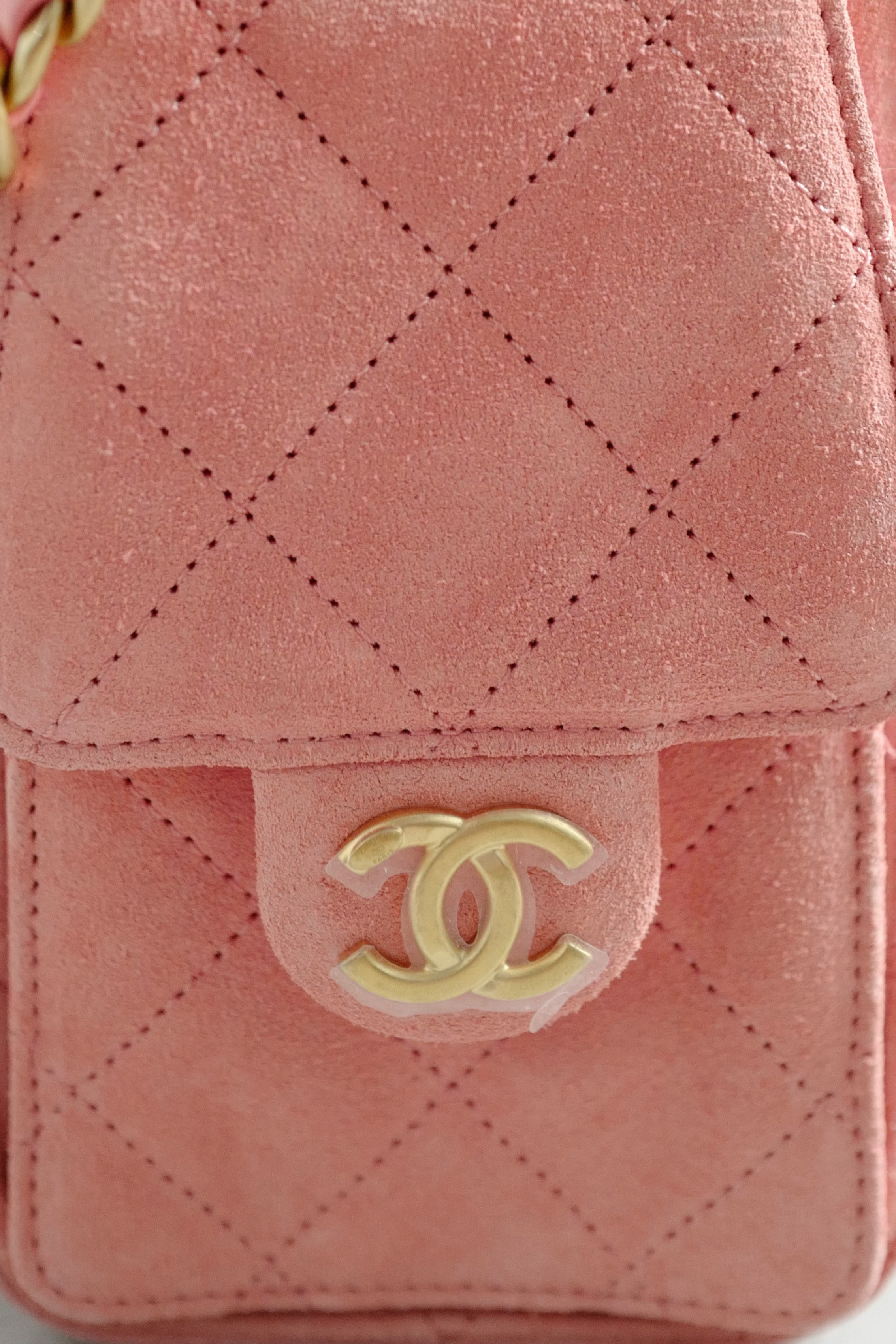 BNIB Chanel 26C Mini Hobo Shoulder Bag in Pink Suede with Gold Hardware