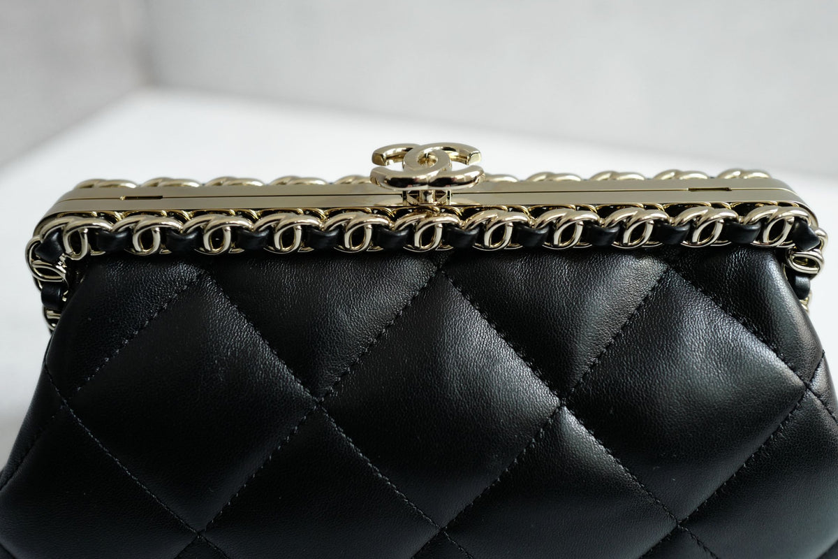 BNIB Chanel 24P Clutch On Chain Lambskin With CC Champagne Gold Hardware