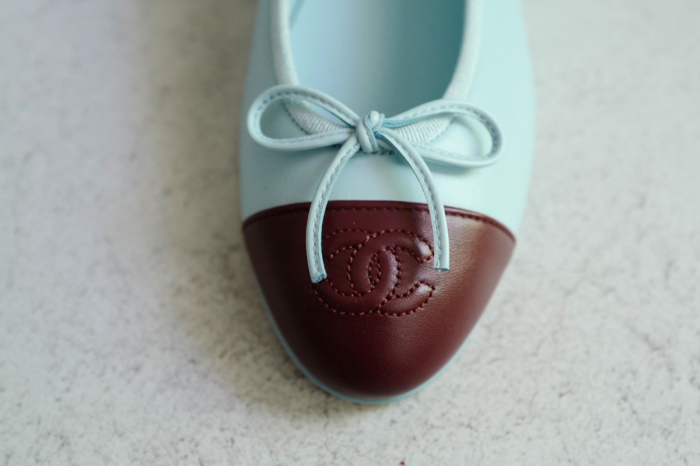 Chanel 26S Matthieu Blazy's Ballet Flats Burgundy Blue Lambskin Size 37