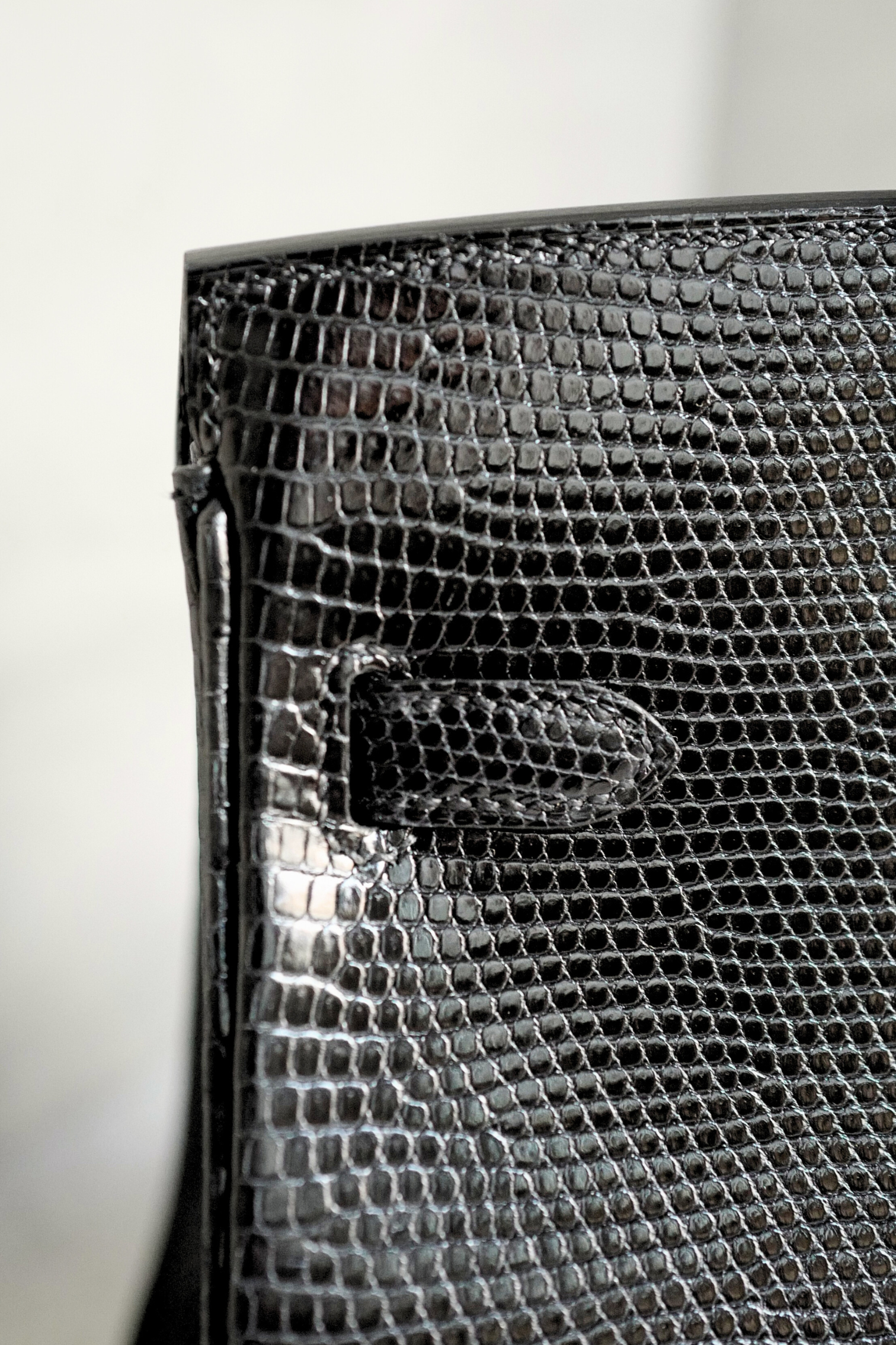 Hermès Birkin 25 Black Lizard Lisse with Palladium Hardware K