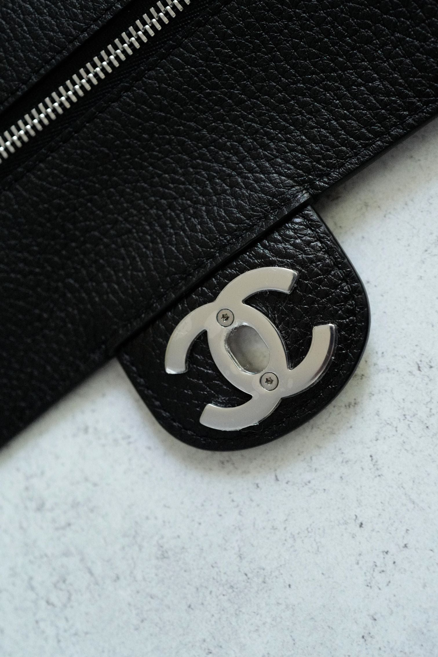 Chanel 26s Maxi Flapbag Black Grained Calfskin & Silver Metal  "Matthieu Blazy
