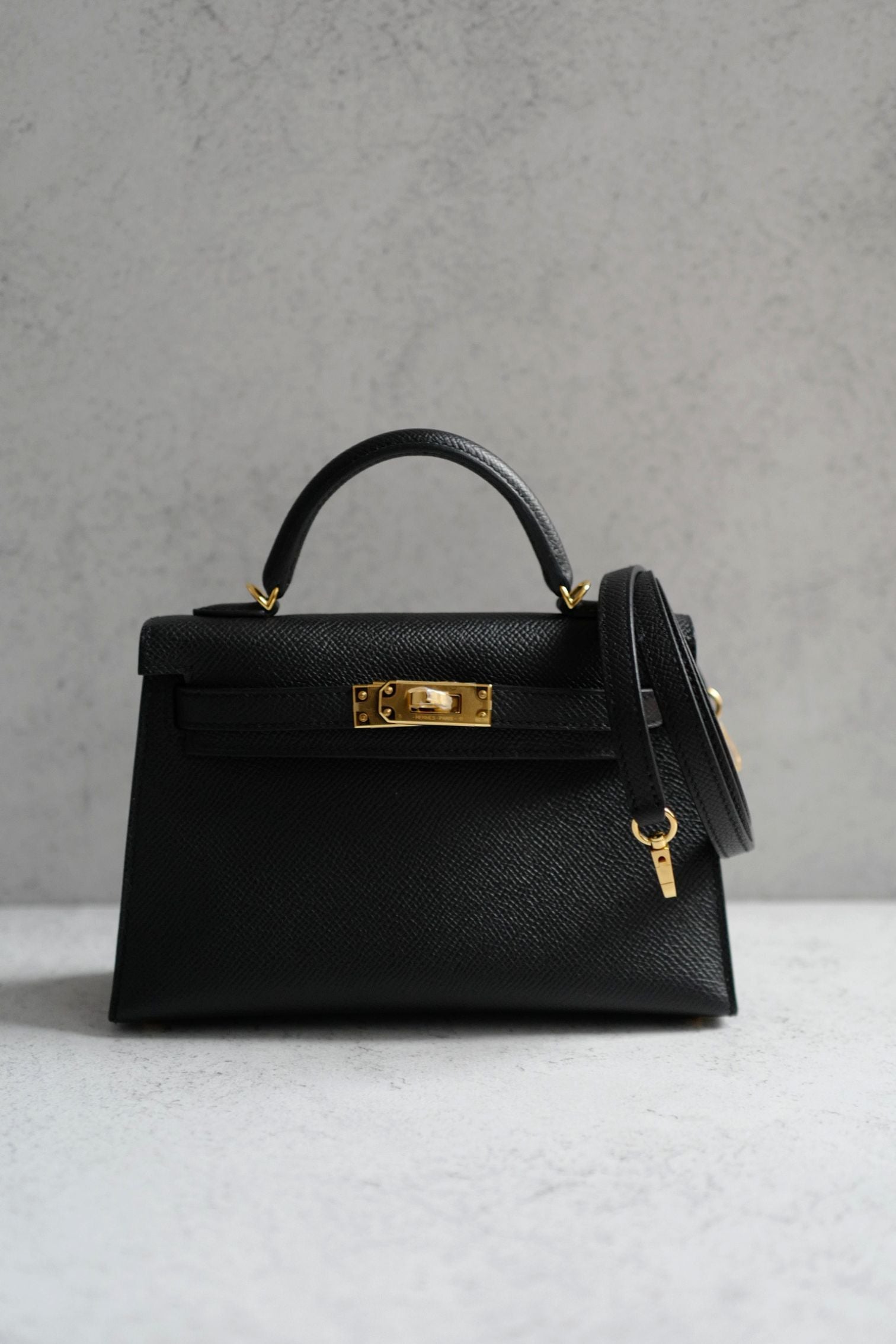 NEW Hermes Mini Kelly Black Epsom Leather Gold Hardware G Stamp 2026