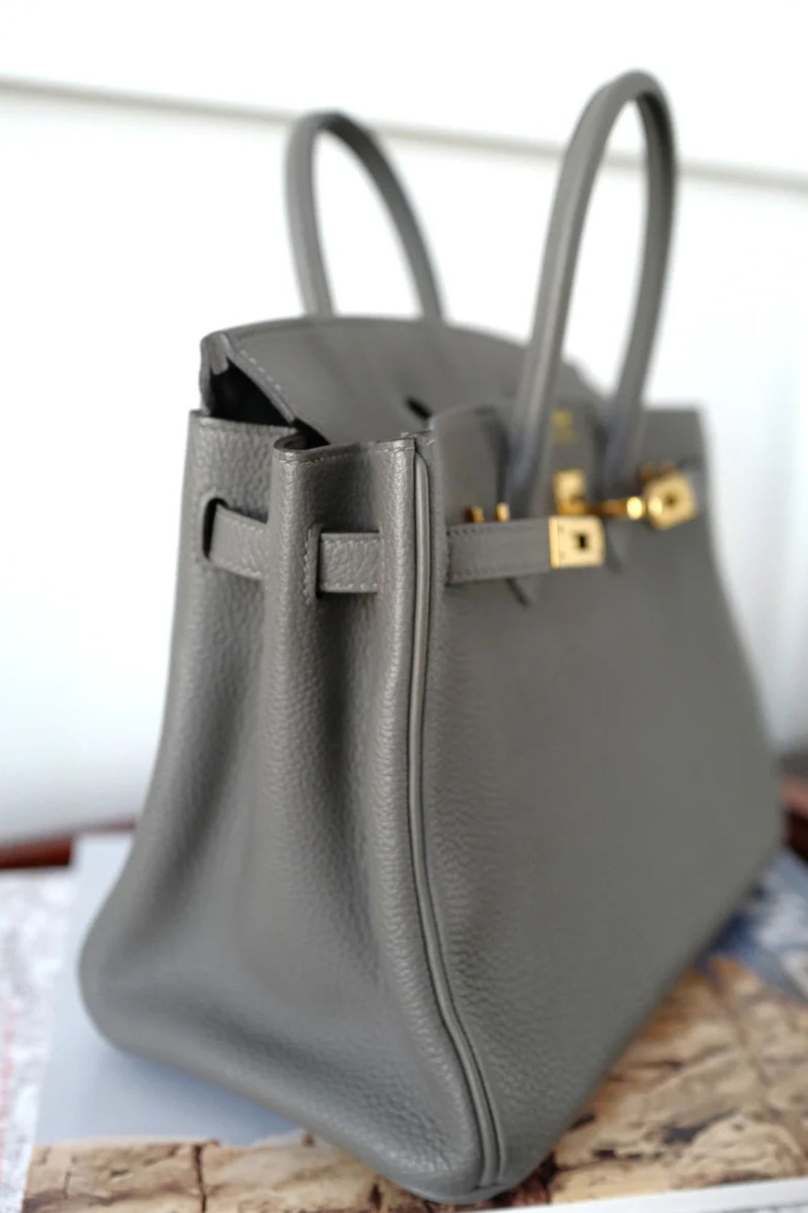 Hermès Birkin 25 Gris Meyer Togo Leather Gold Hardware D Stamp