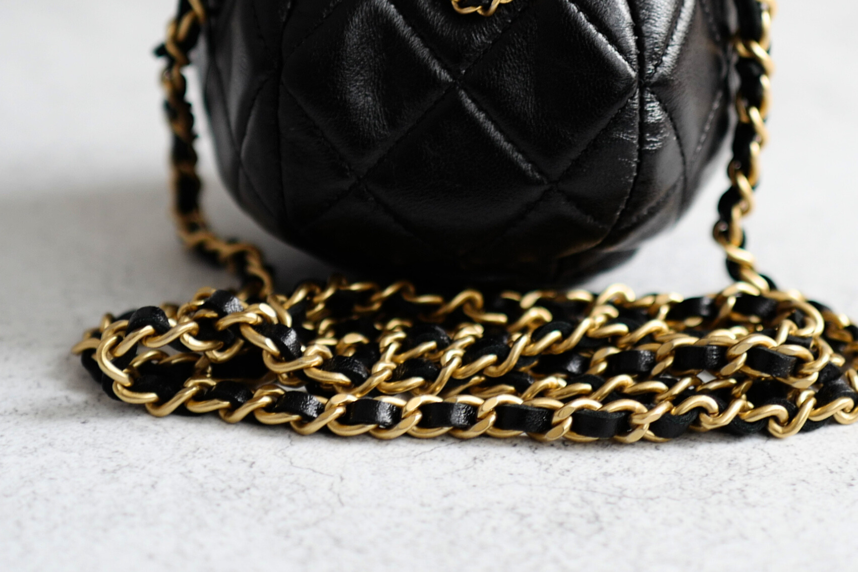 BNIB Chanel 23S Black Shiny Lambskin Clutch with Chain in Gold Hardware