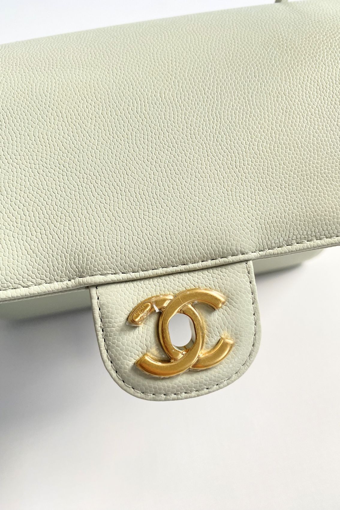 Chanel 26s Preppy Coco 22 Small Light Green Grained Shiny Calfskin GHW