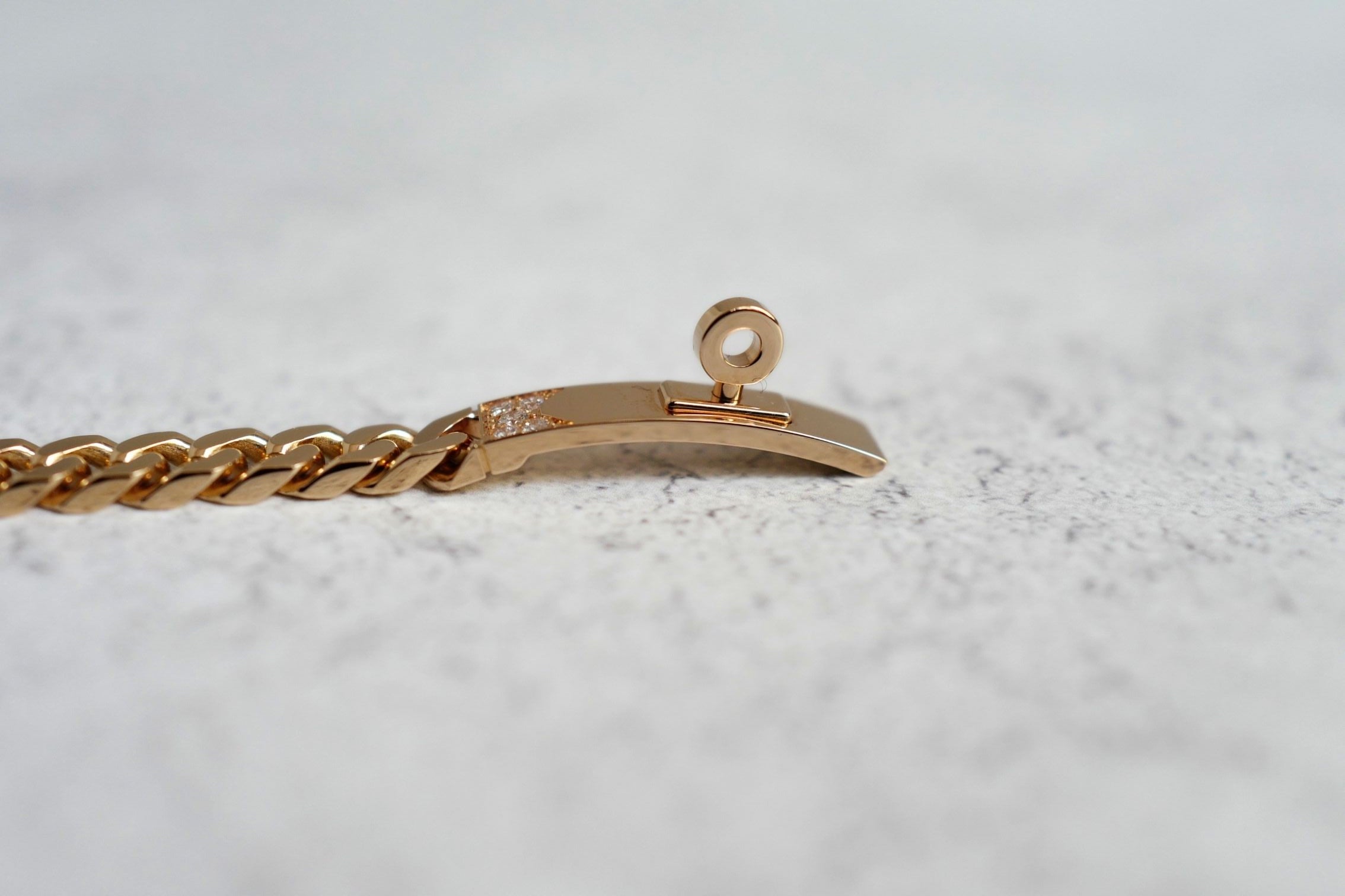 Hermès Kelly Gourmette Bracelet SH Small Model Rose Gold with 41 Diamonds