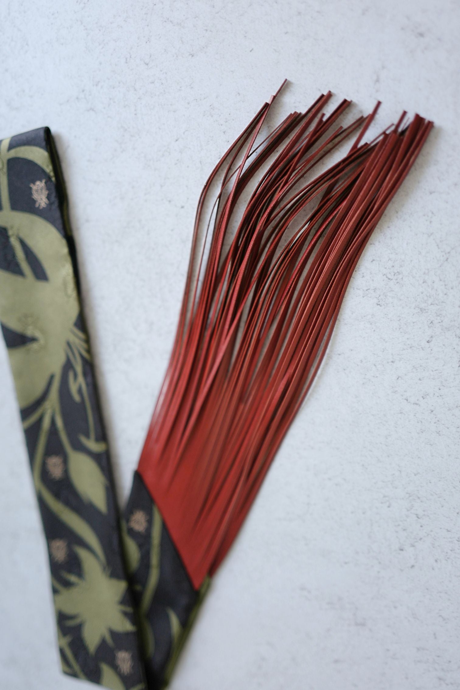 Hermès Twilly Bouquet Final Silk Noir/Vert Loden/Rouge H with Leather Fringe