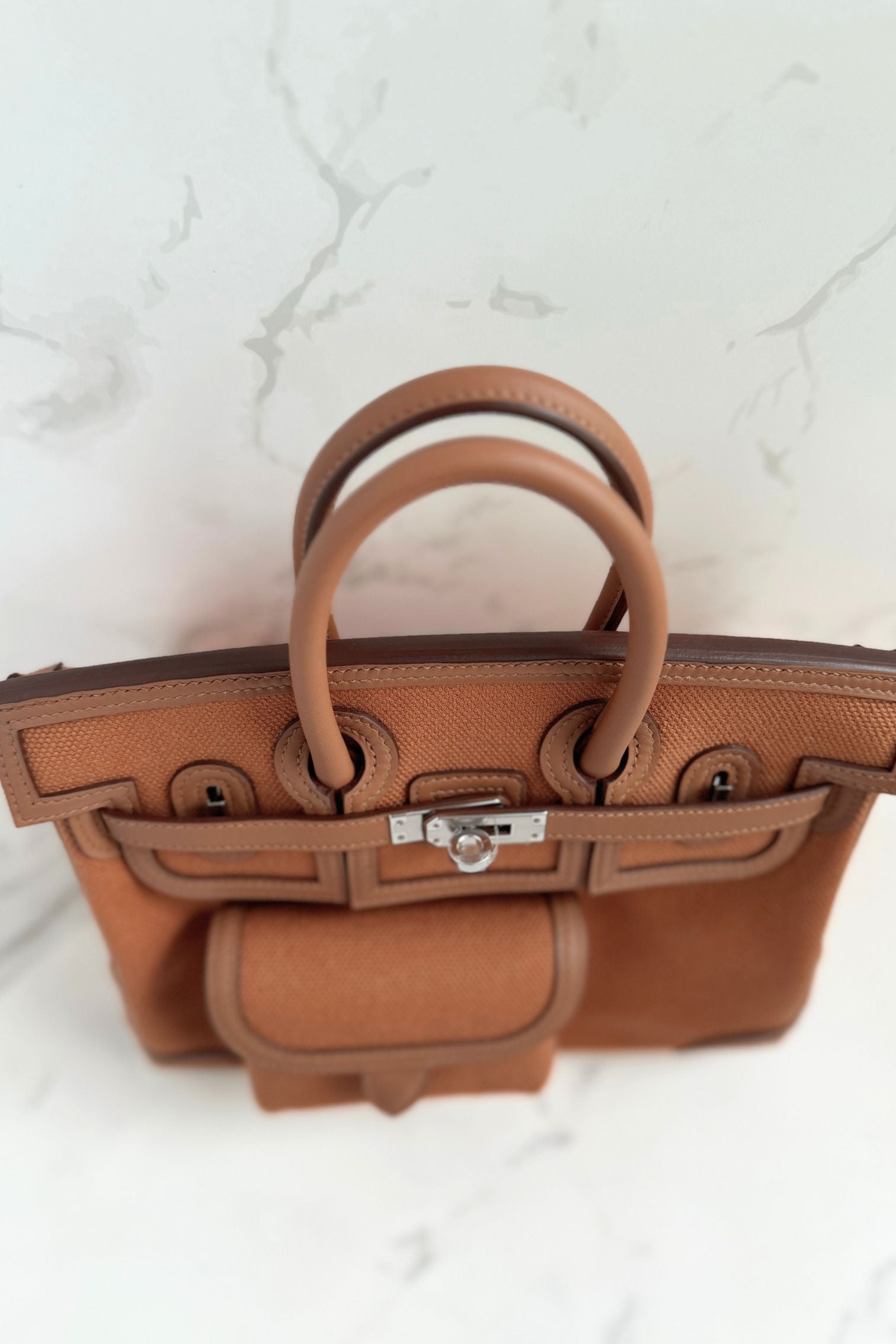 NEW HERMÈS Birkin Cargo 25 Gold Swift leather & Toile Canvas Palladium Hardware