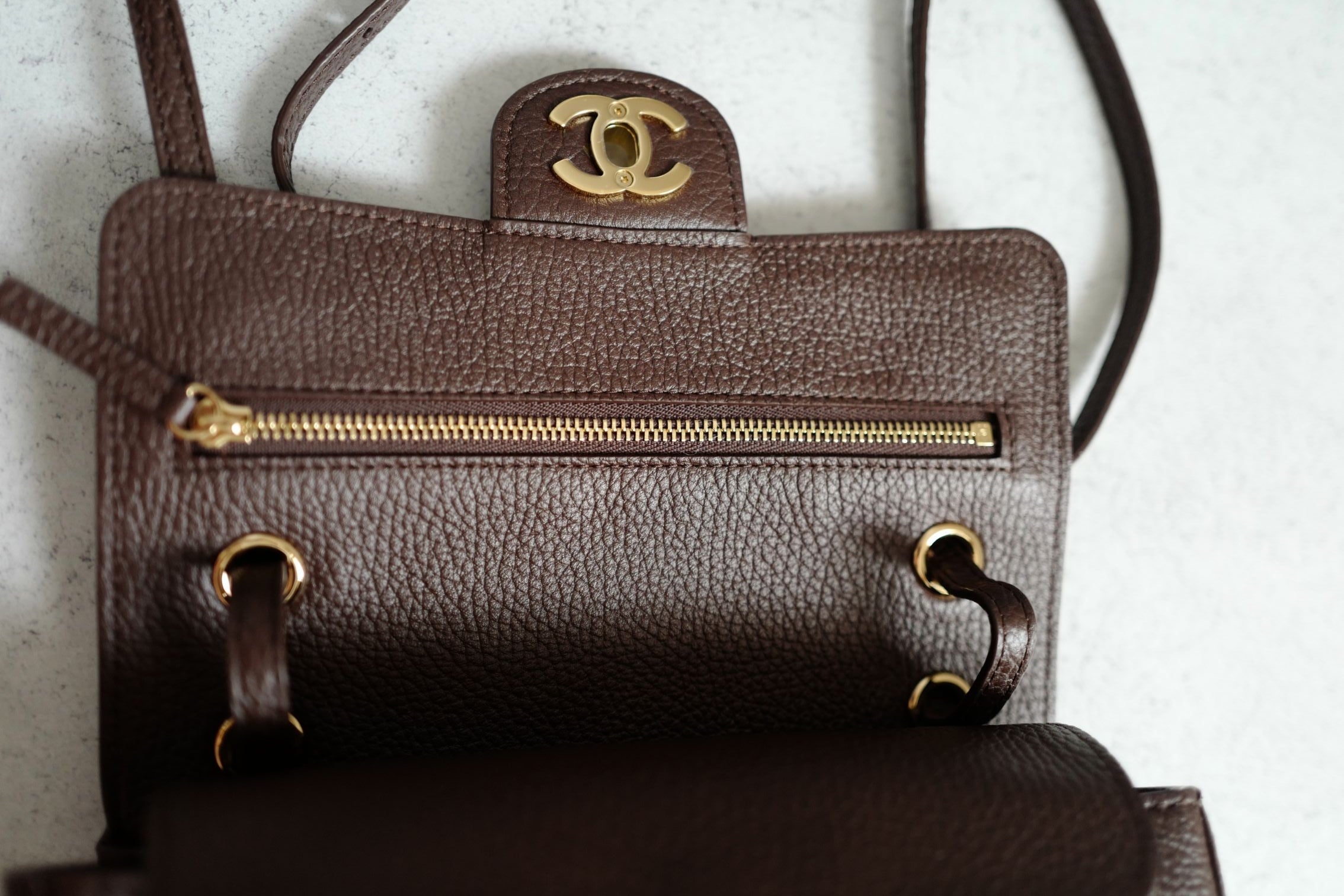 Chanel 26B Pre Fall Winter Mini Flap Bag Chocolate Brown Grained Calfskin GHW
