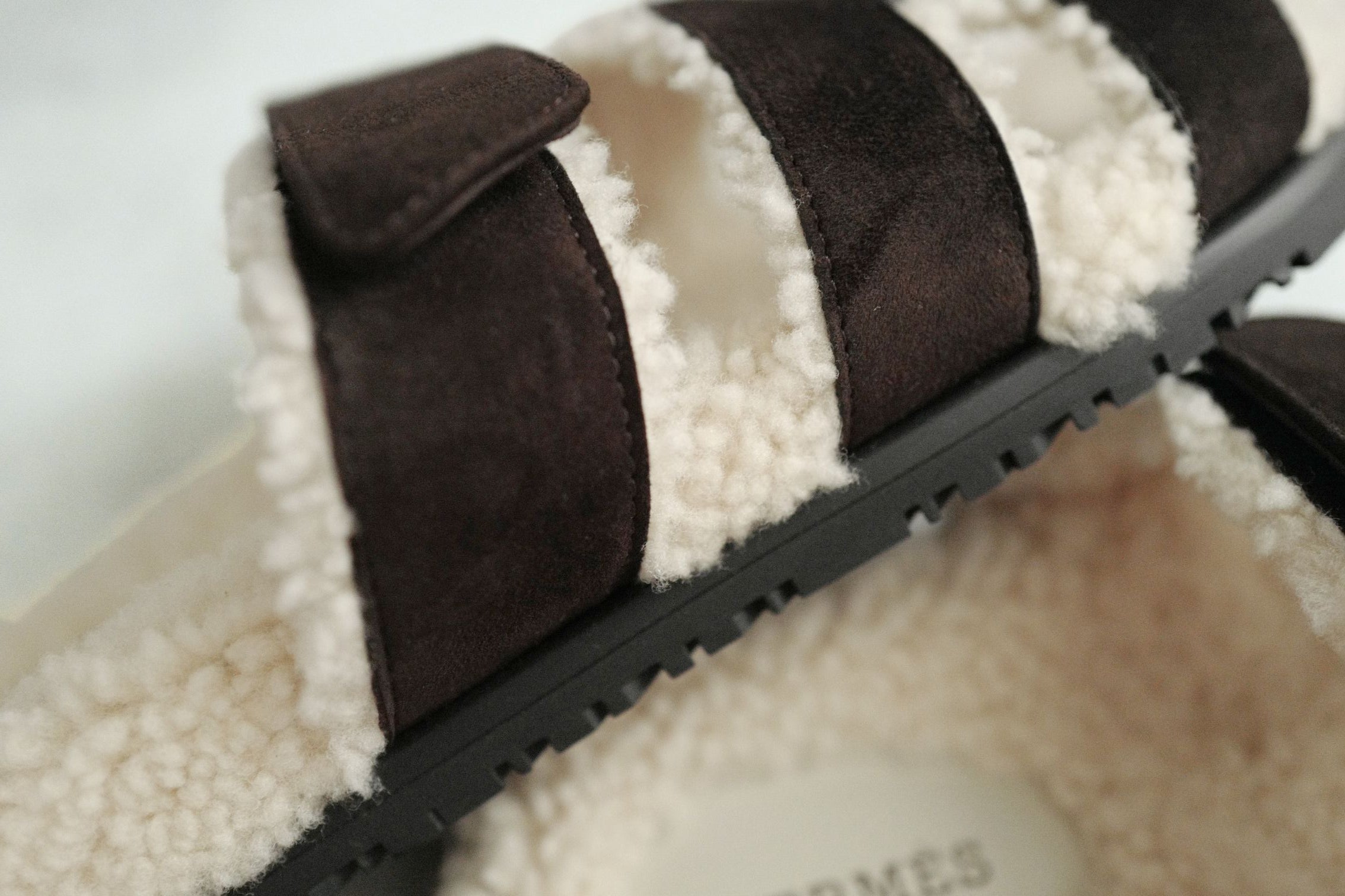 BNIB HERMÈS Chypre Sandals Goat Skin Suede Marron Ébène/Écru Size 38