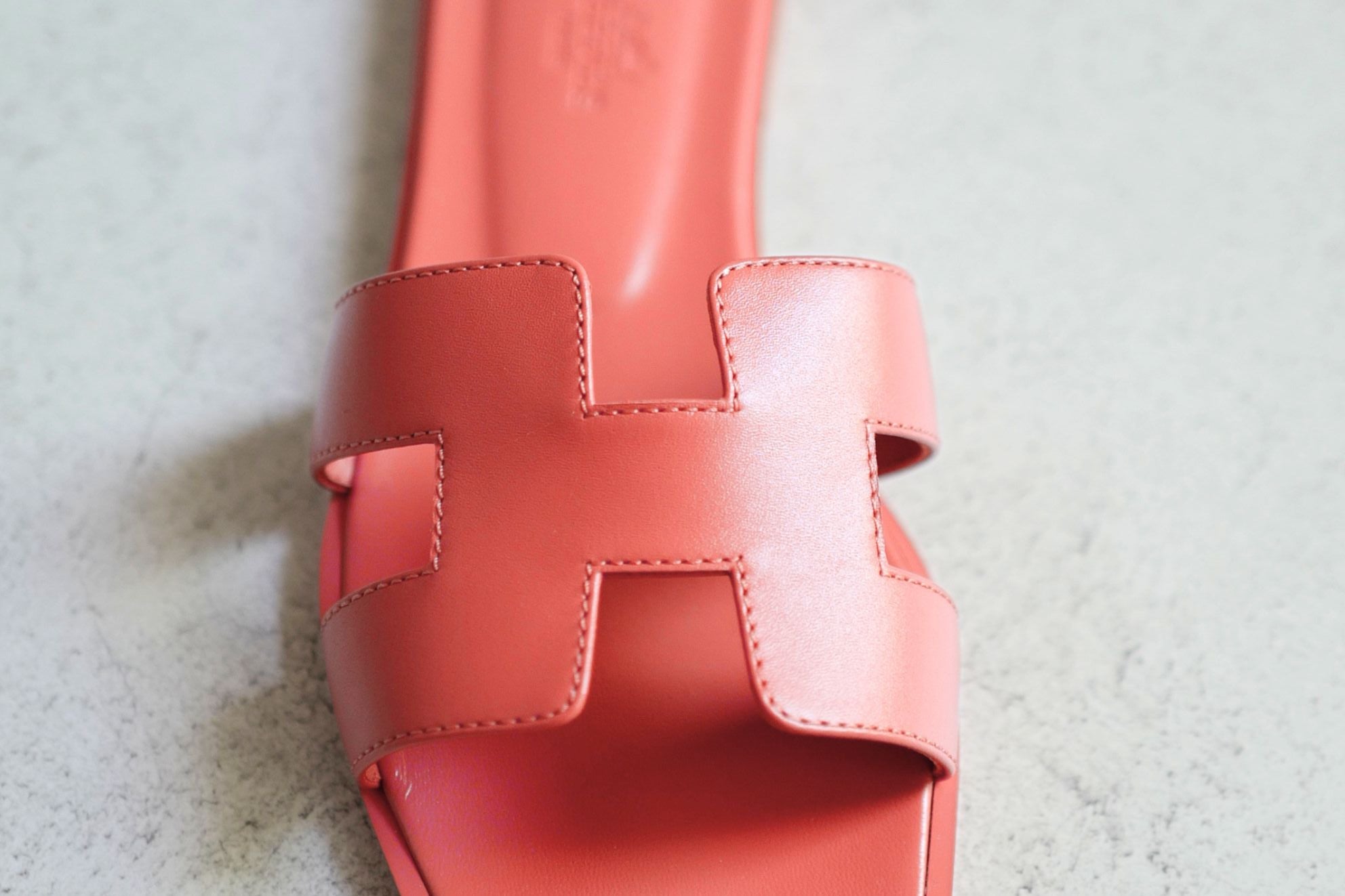 Hermès Oran Sandal Rouge Tomette Calfskin Leather Size 38.5
