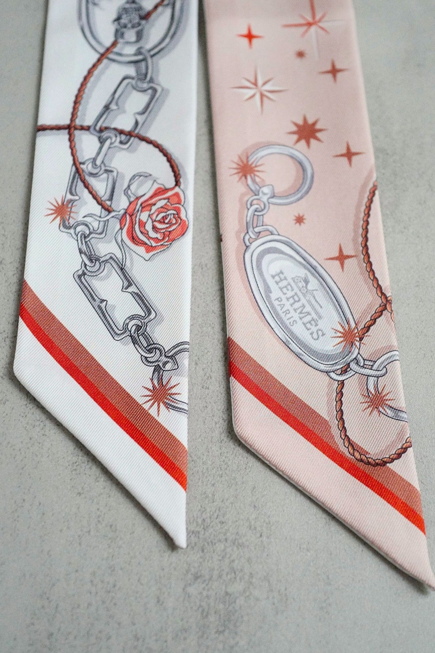 Hermès C’est La Fête Twilly Beige Rose / Caramel / Blanc