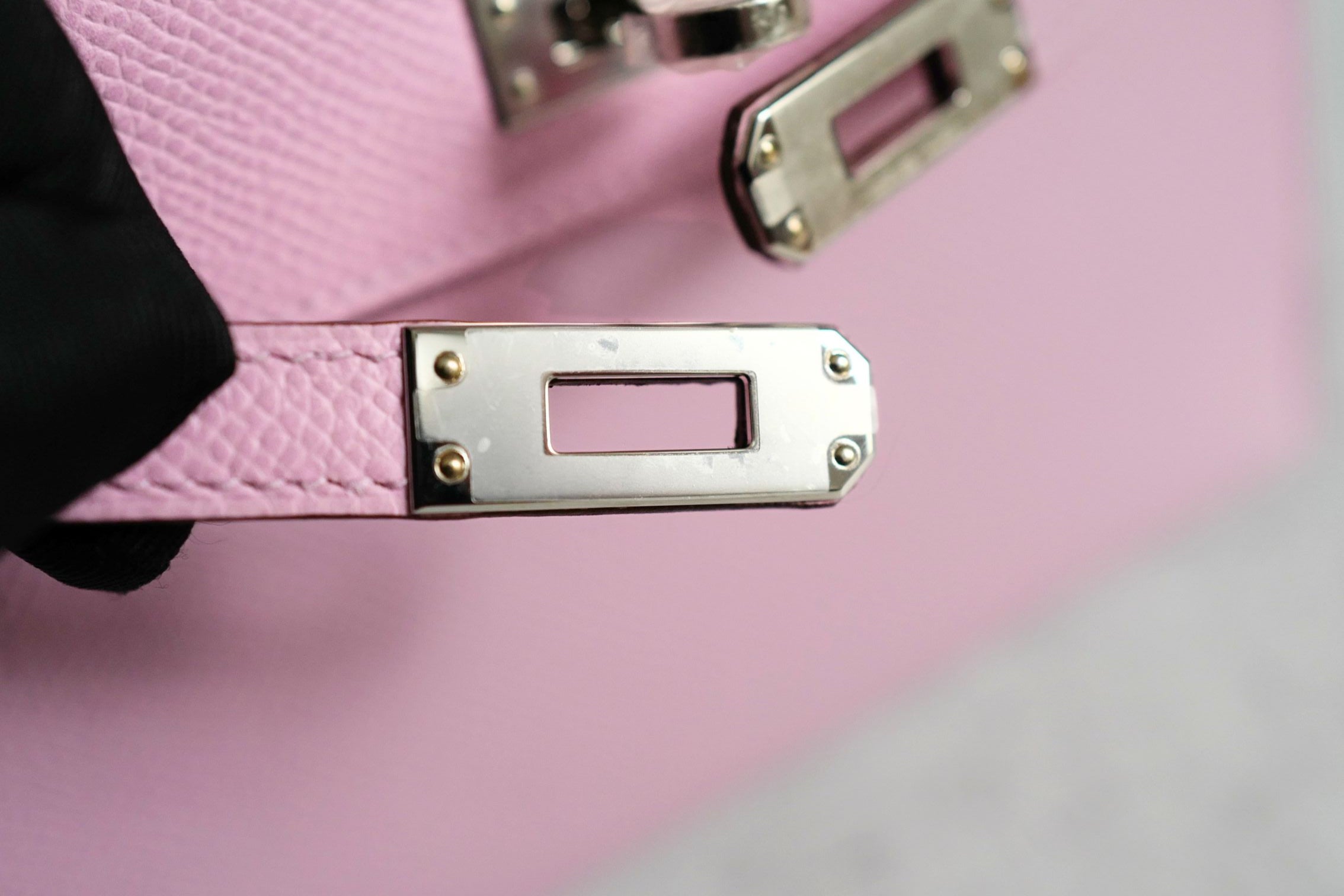 NEW Hermes Mini Kelly Mauve Sylvestre Epsom Leather Palladium Hardware