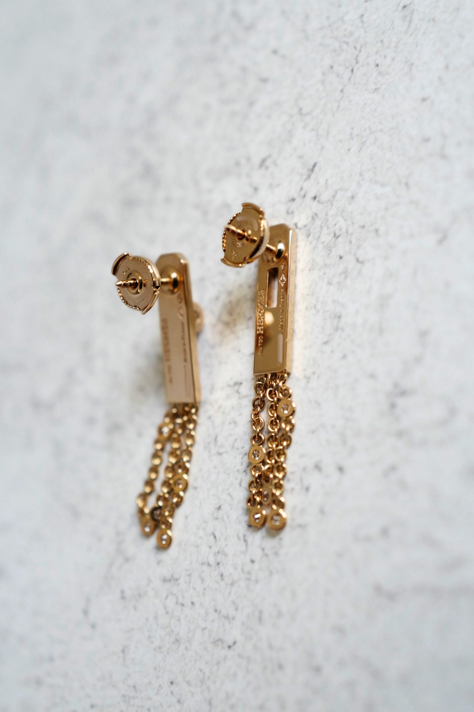 Hermès Kelly Gavroche Earrings 18K Rose Gold Diamond Small Model