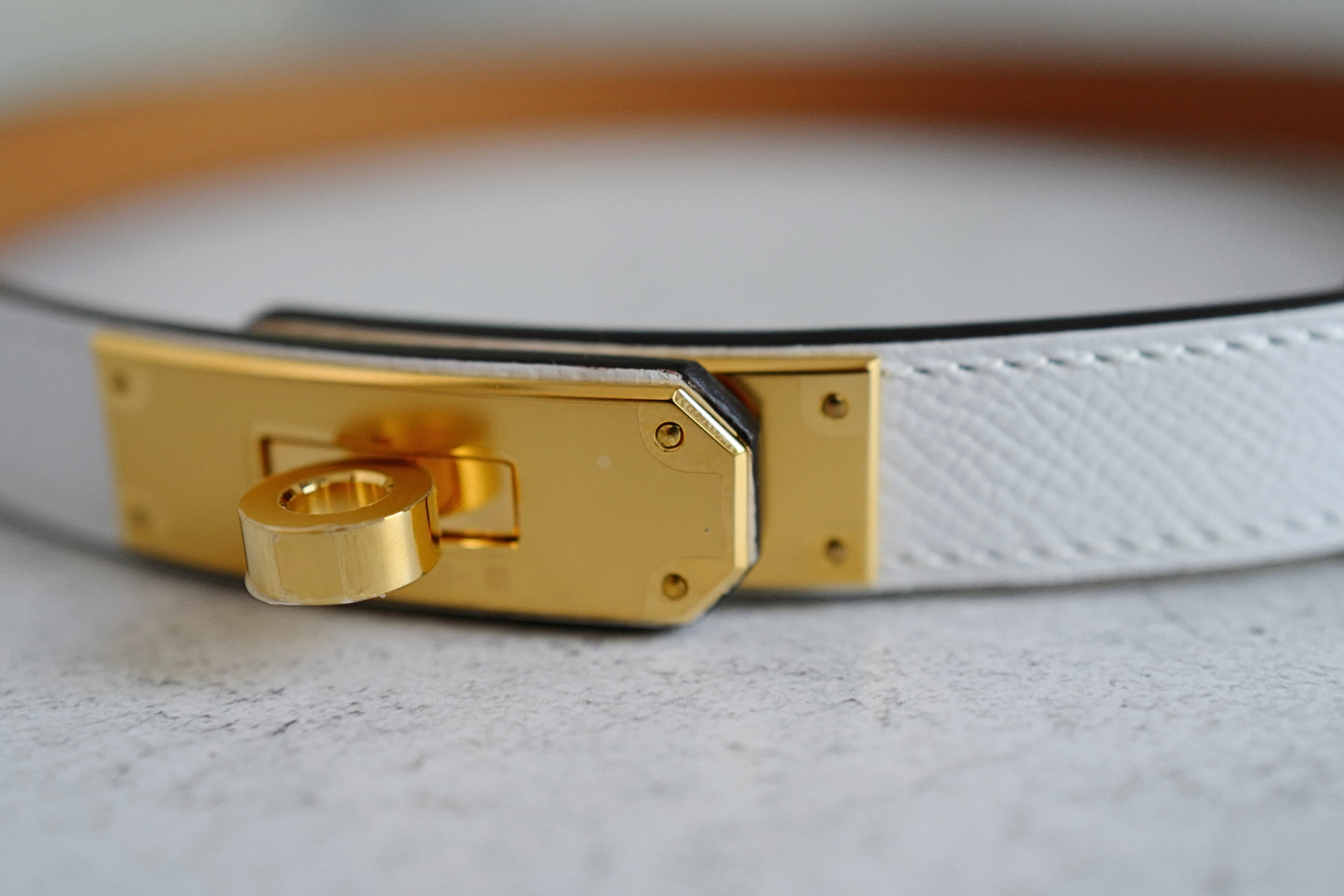 BNIB Hermès Kelly 18 Belt Epsom in White (Blanc) Gold Hardware 2025