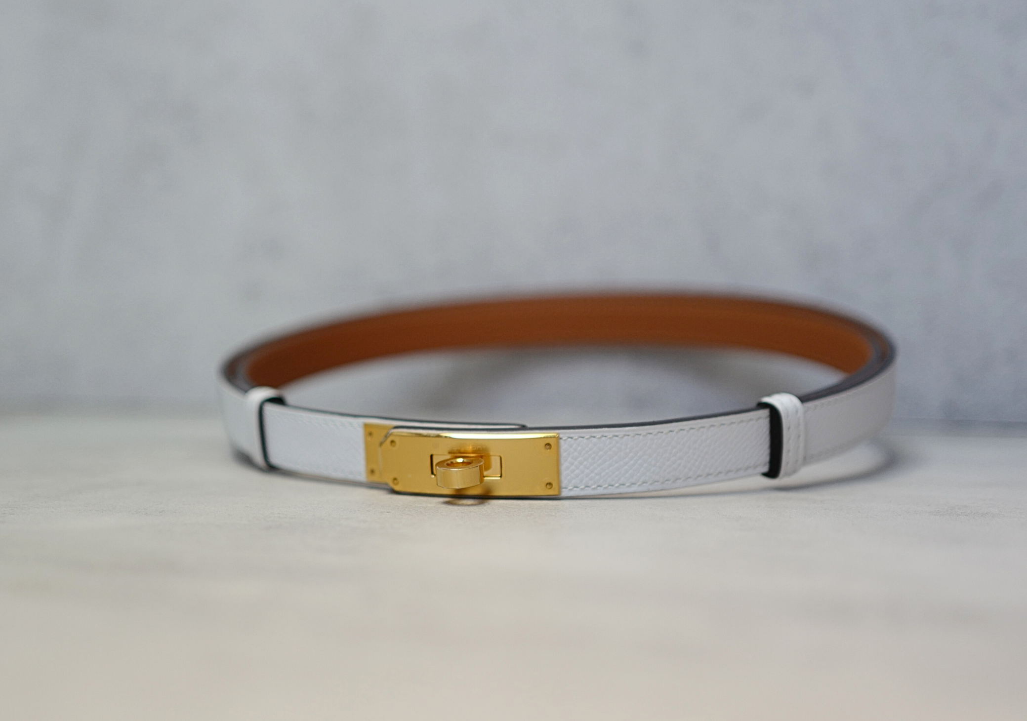 BNIB Hermès Kelly 18 Belt Epsom in White (Blanc) Gold Hardware 2025