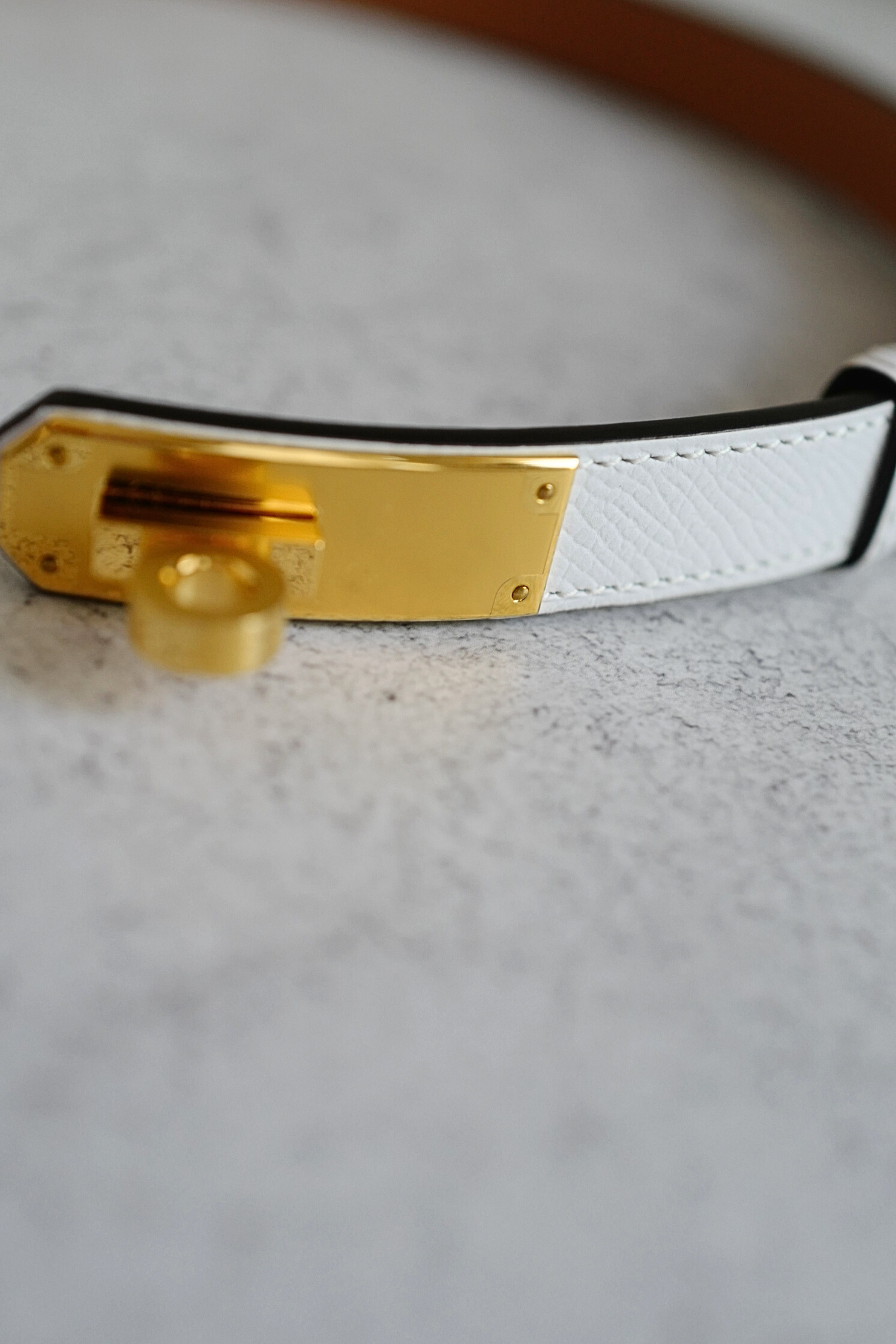 BNIB Hermès Kelly 18 Belt Epsom in White (Blanc) Gold Hardware 2025