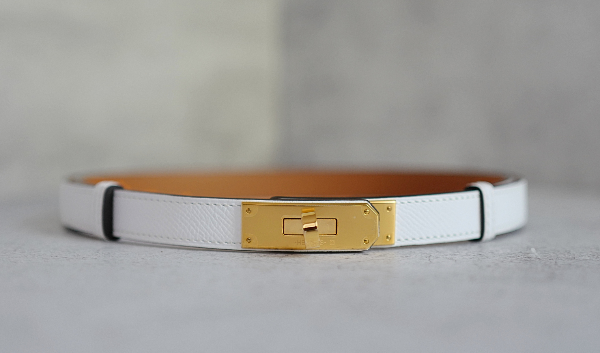BNIB Hermès Kelly 18 Belt Epsom in White (Blanc) Gold Hardware 2025