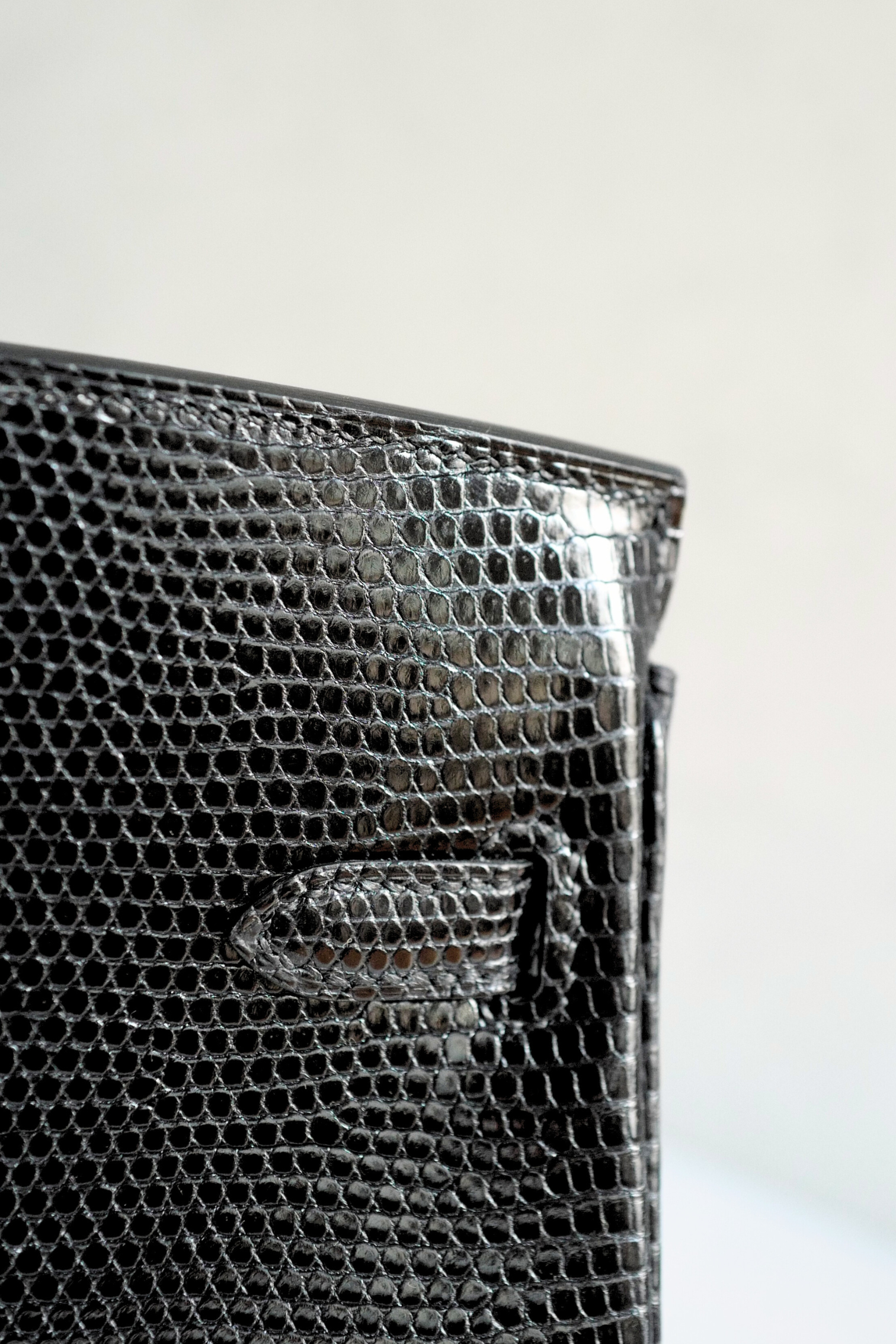 Hermès Birkin 25 Black Lizard Lisse with Palladium Hardware K