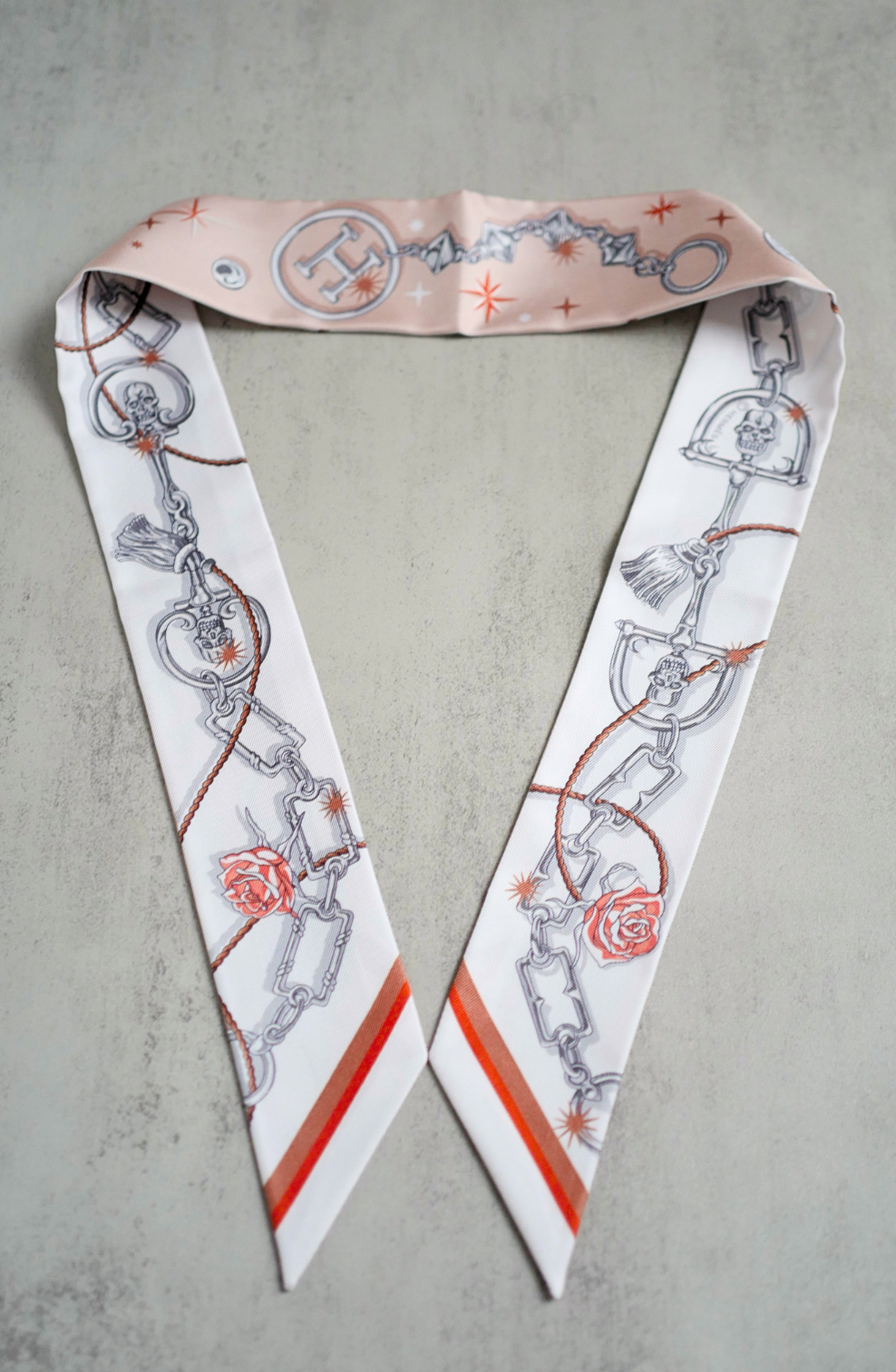 Hermès C’est La Fête Twilly Beige Rose / Caramel / Blanc