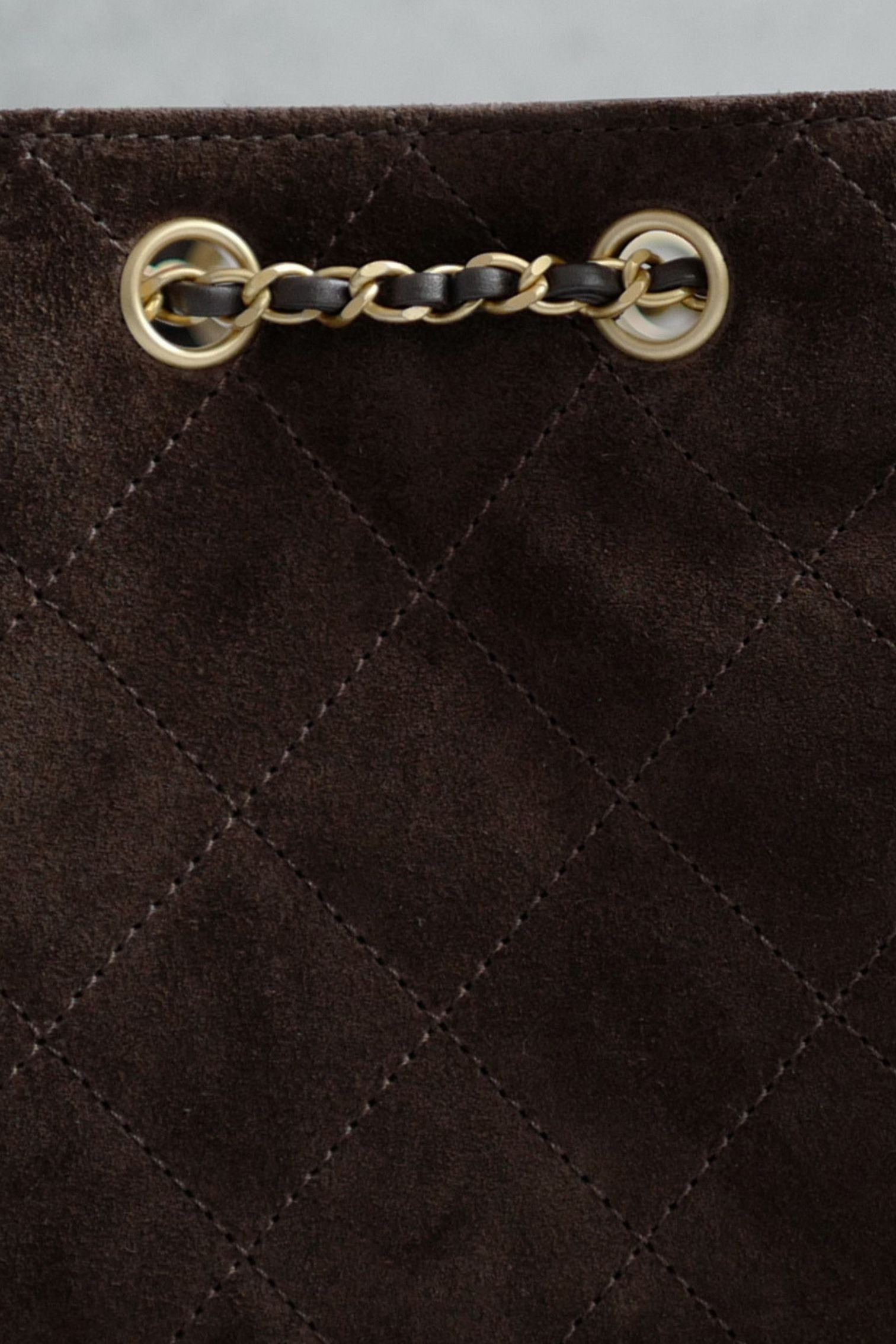 Chanel 26C Mini Hobo Dark Brown Suede Calfskin Gold Hardware