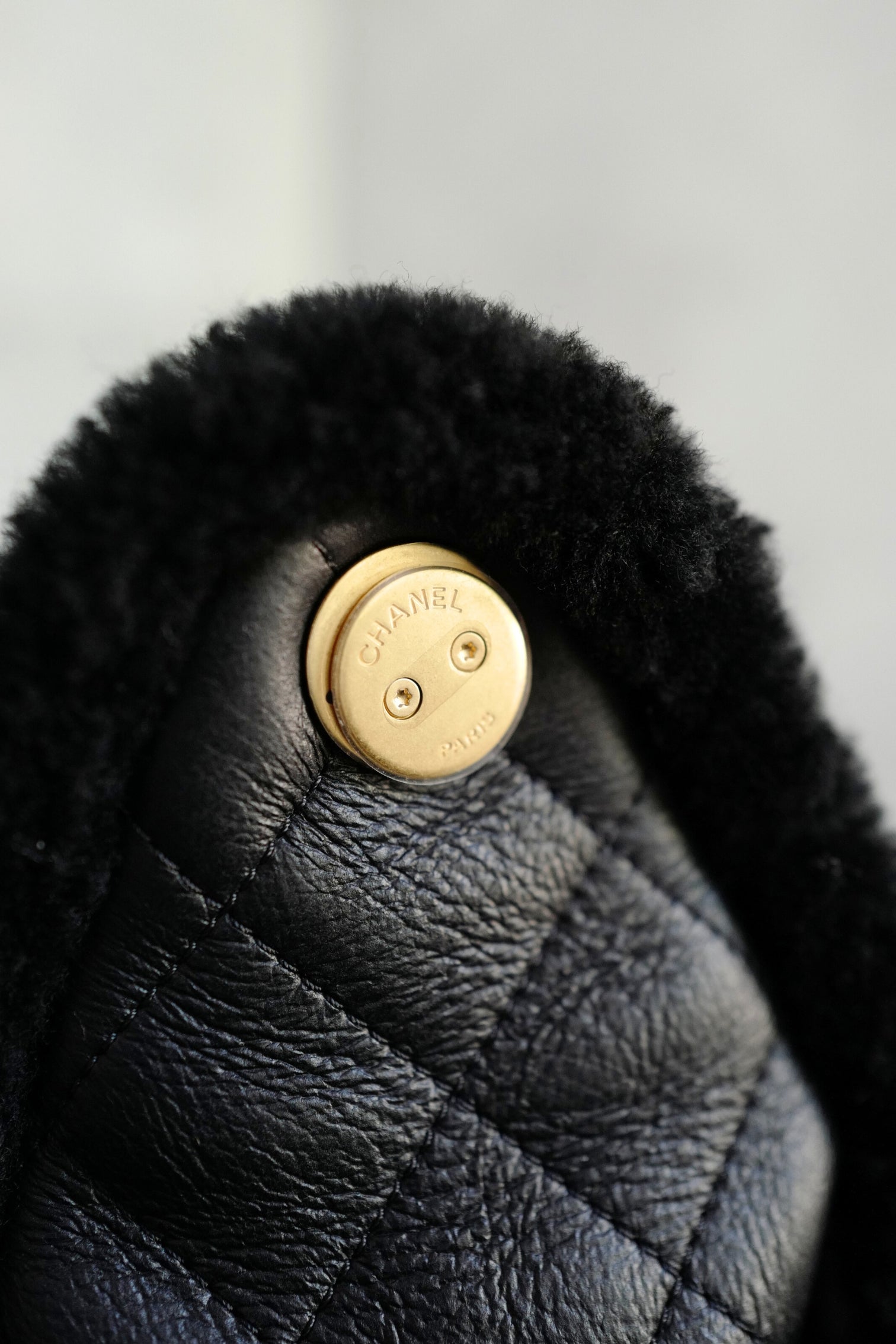 Chanel 25K Small Hobo Bag in Black Shearling and Calfskin Leather Gold Hardware