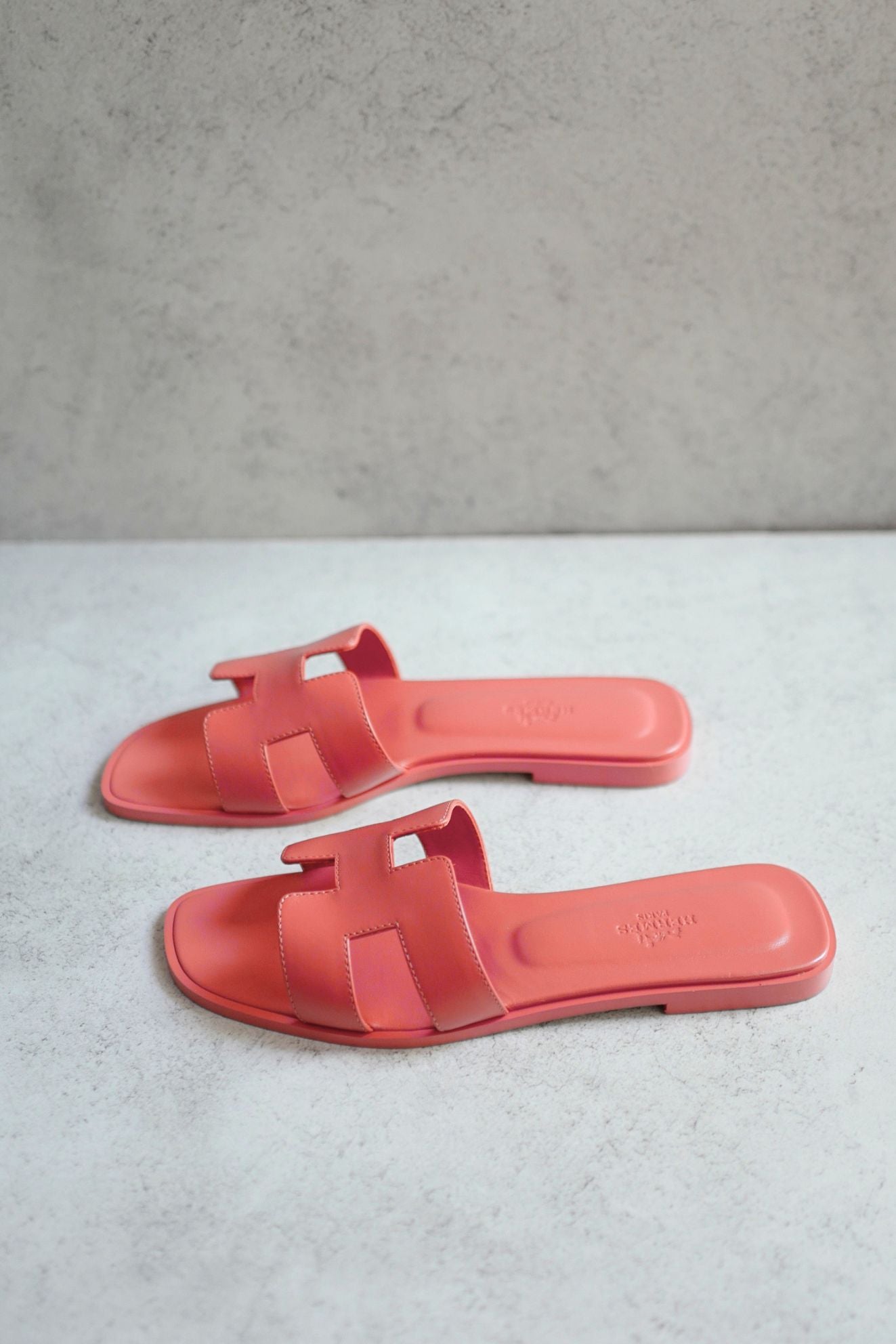 Hermès Oran Sandal Rouge Tomette Calfskin Leather Size 38.5