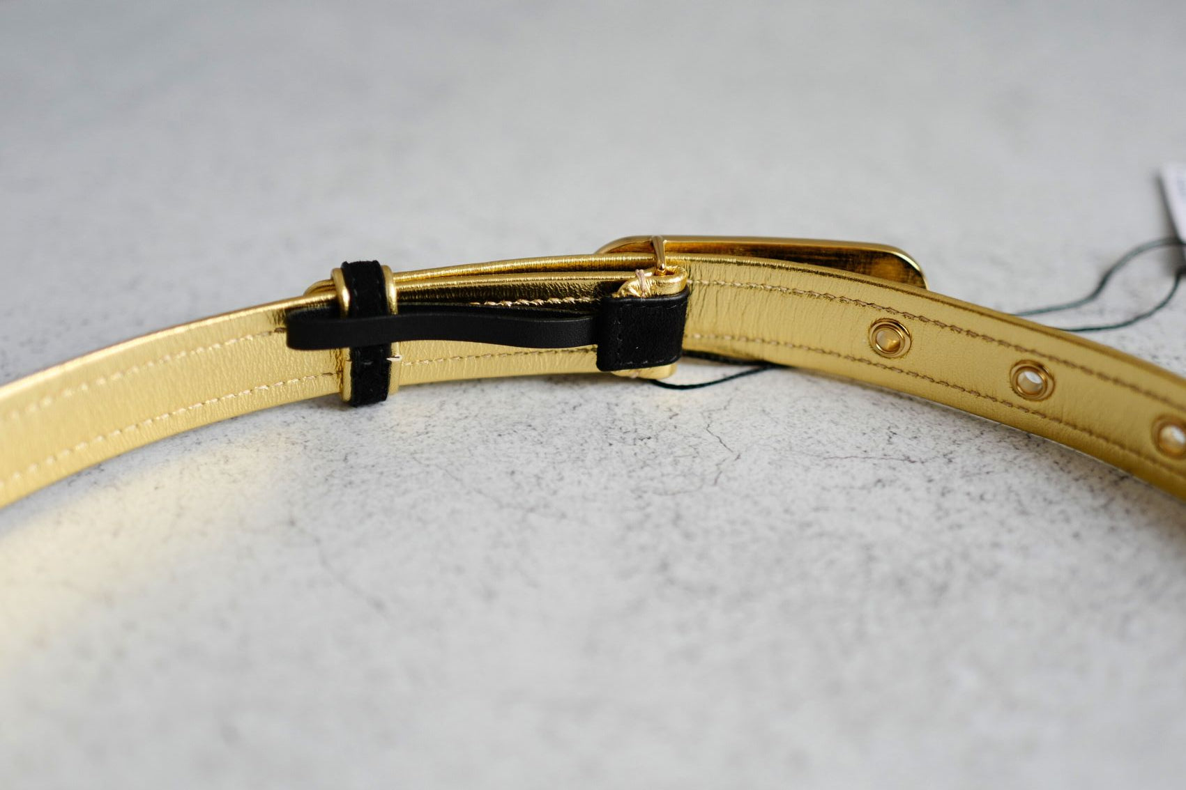 Chanel 24S Womens Leather Belt in Goatskin, Lambskin & Metal Black & Gold 80