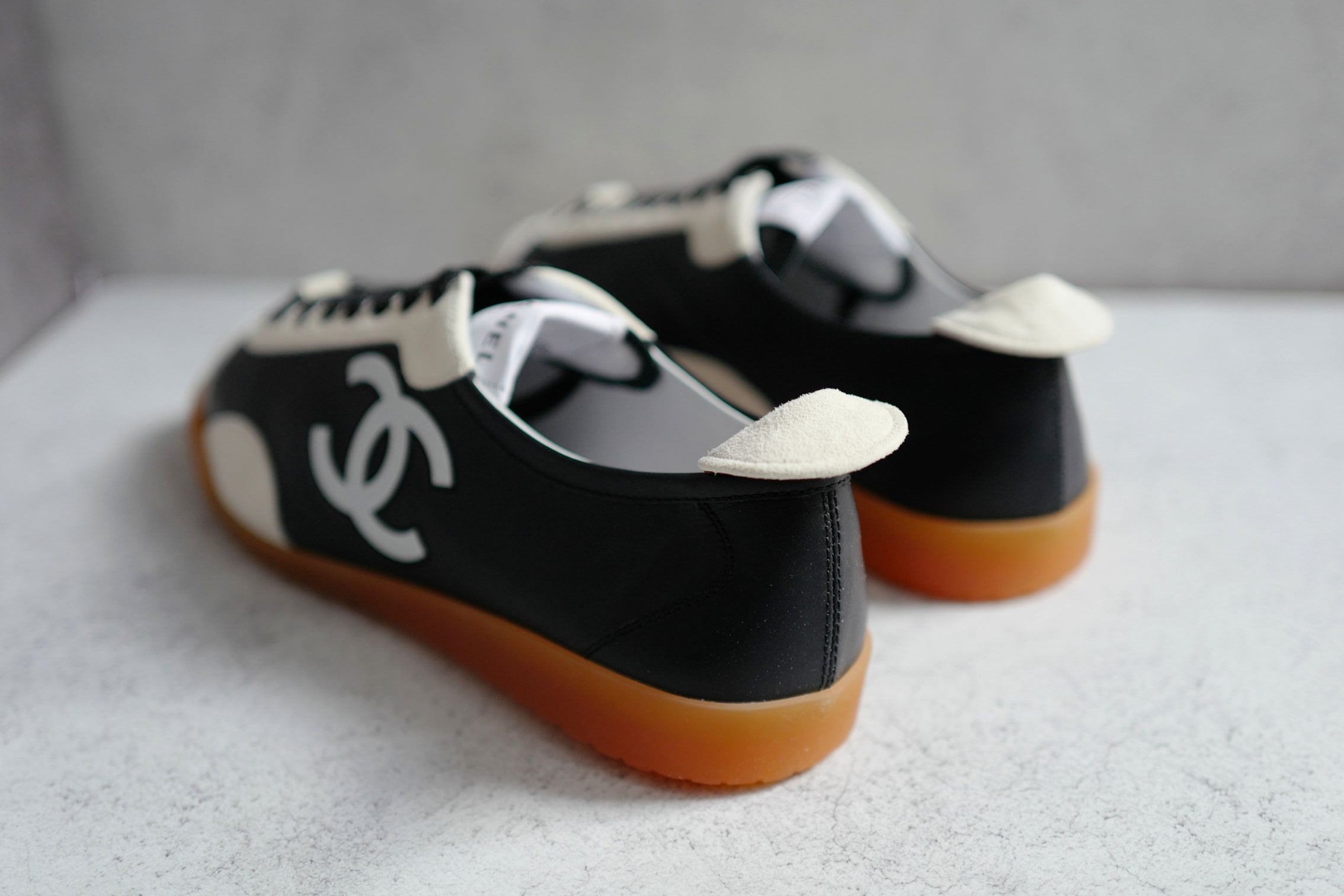NEW Chanel 26P Sneakers Black White Calfskin Embossed Suede Size 39