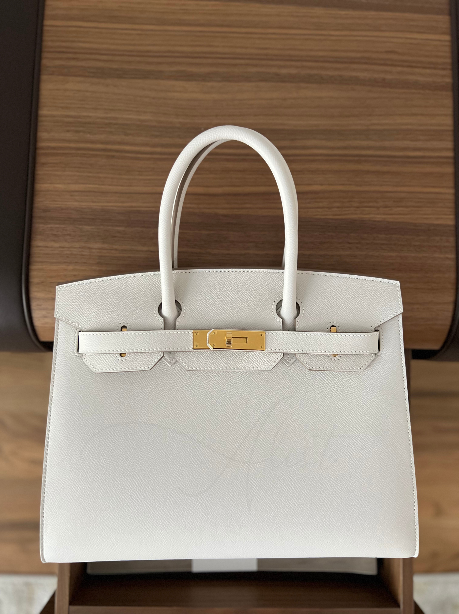 BNIB Hermes Birkin 30 In Gris Pale White Epsom Sellier Gold HW Complete 2024