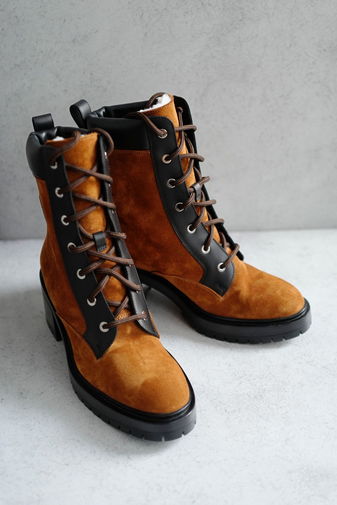 Hermes Bridge Suede Combat Boots Size 37.5 In Brown Over $1800 Retail
