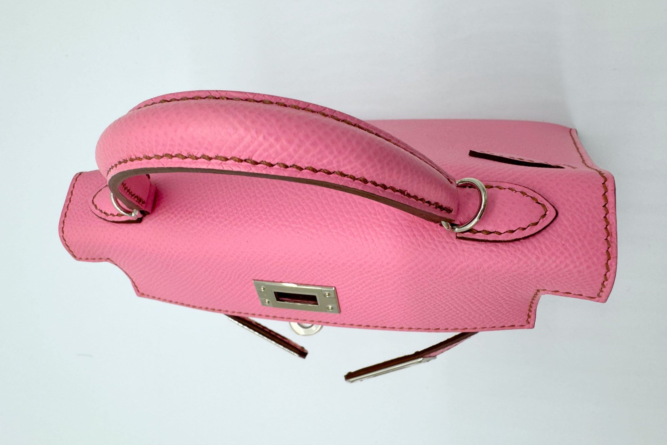 Hermes Mini Kelly 5P Bubblegum Pink Epsom Leather Palladium Hardware