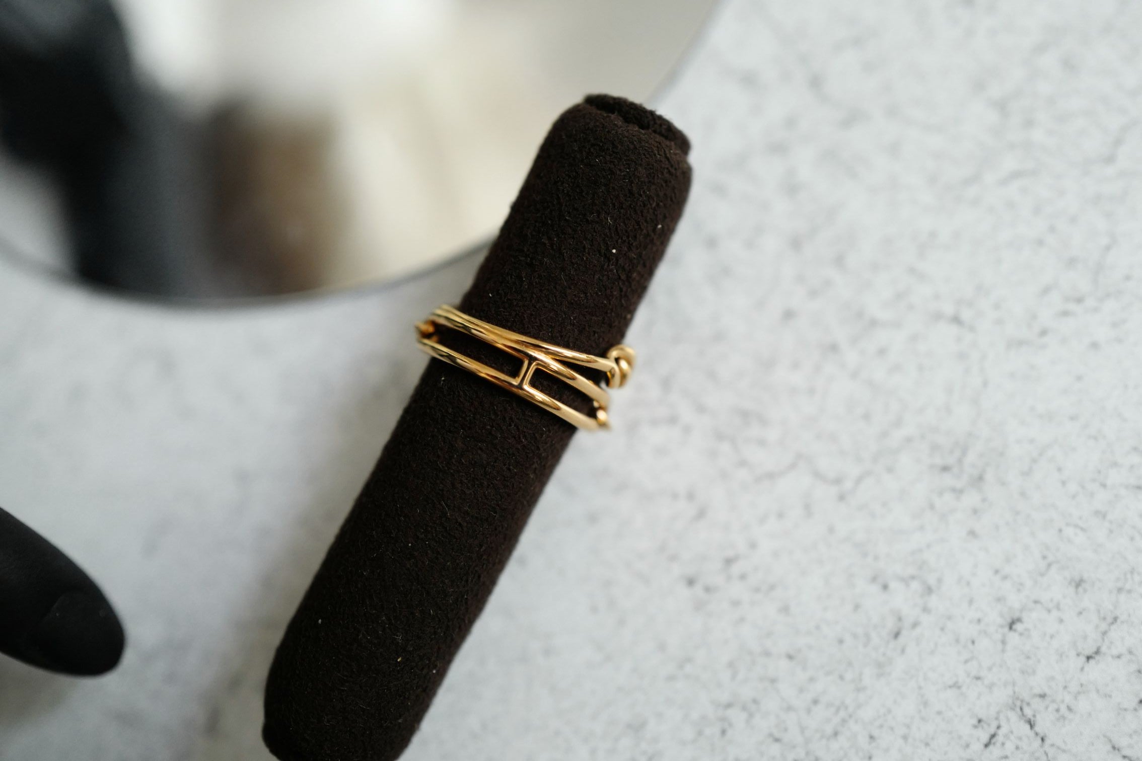 NEW Hermès Mix and H Ring 18K Rose Gold Diamond Size 54