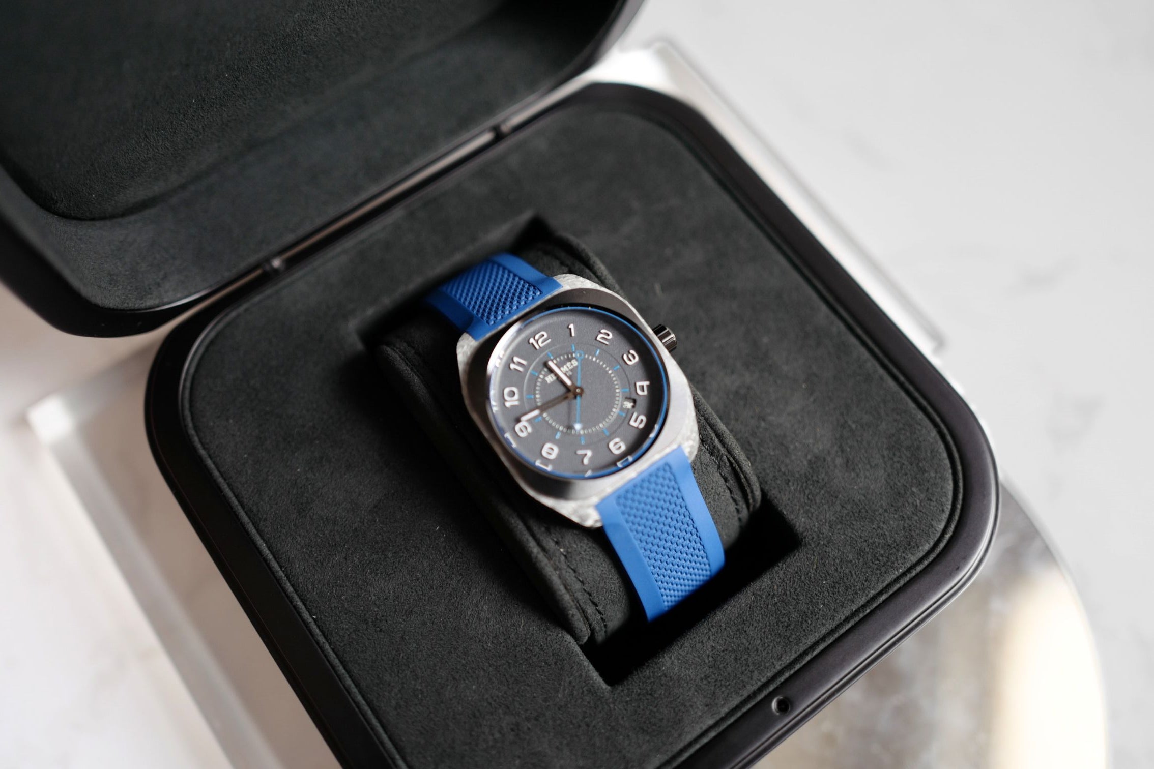 Hermès H08 Titanium Blue Edition Blue Rubber Strap 42 mm