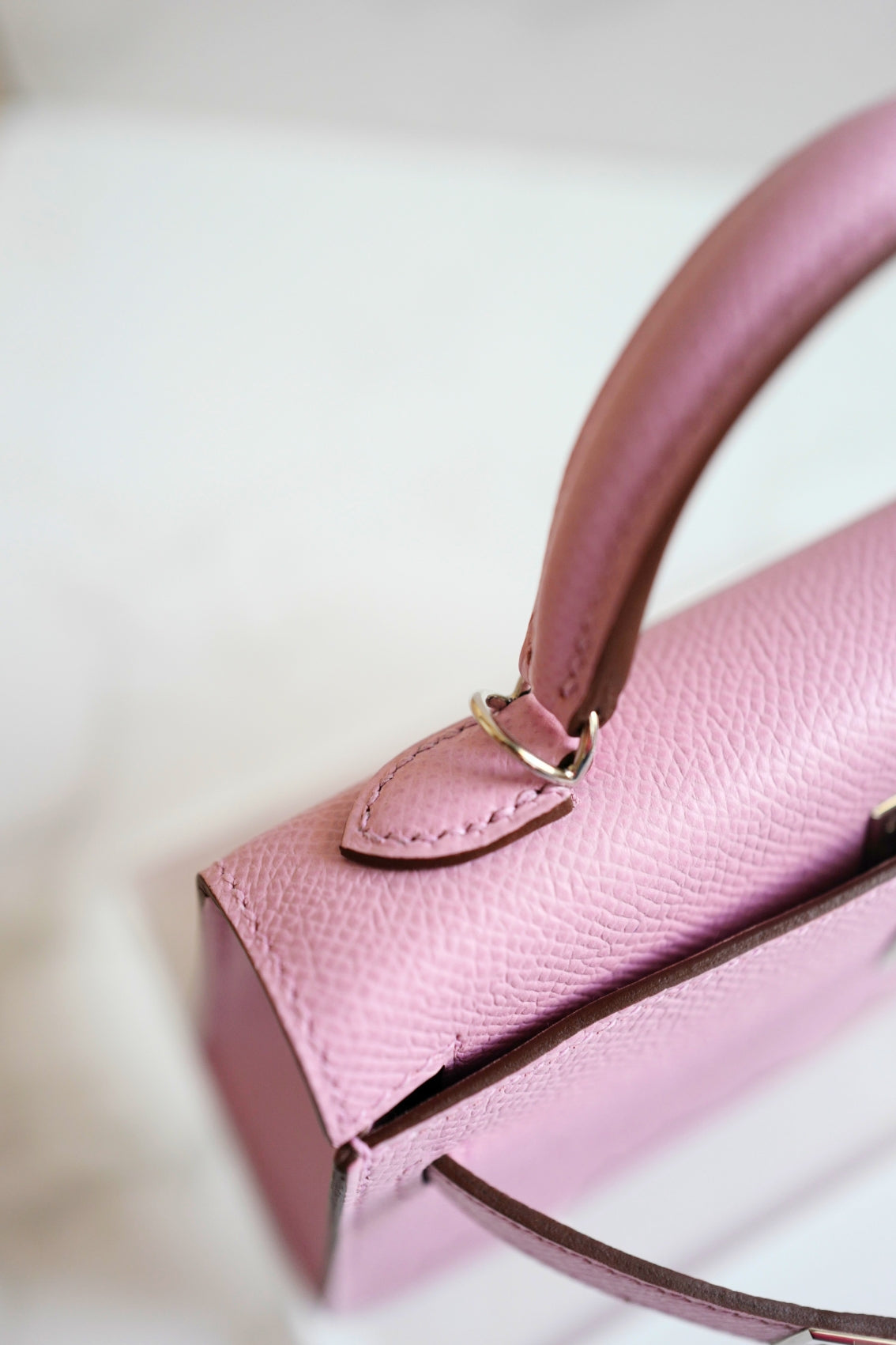 Hermès Mini Kelly Mauve Sylvestre Epsom Leather Palladium Hardware K Stamp