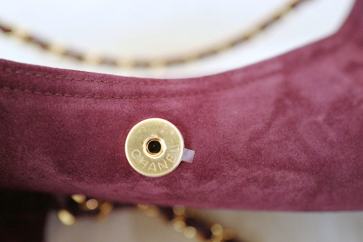 NEW Chanel 26B Large Tote Bordeaux Burgundy Suede Calfskin Gold Hardware
